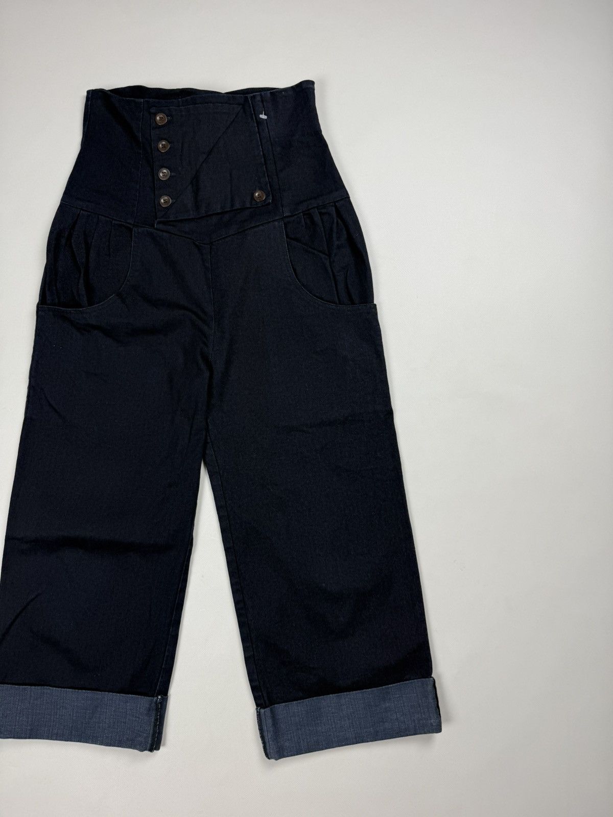 Other Burfitt Avant-Garde High Waist Buckle Back Cropped Jeans Size 30" / US 8 / IT 44 - 3 Thumbnail