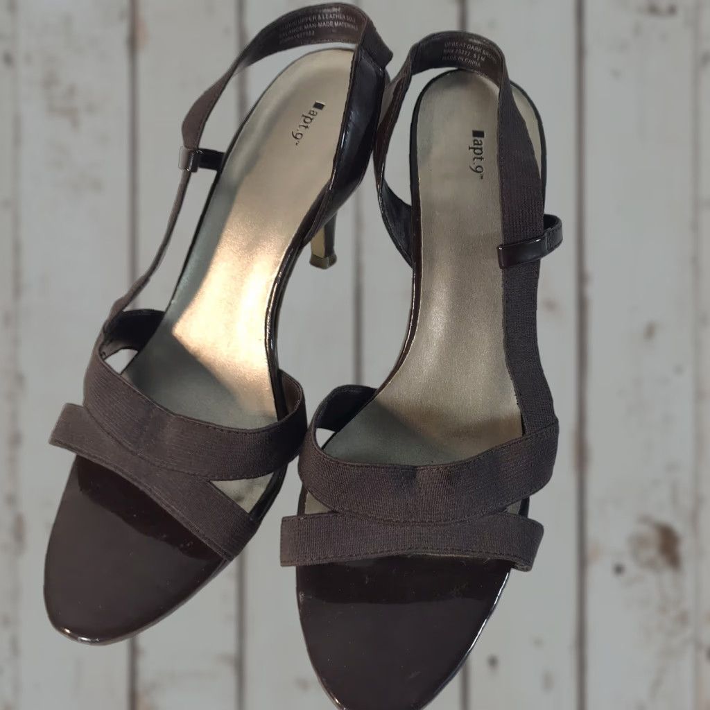 Apt. 9 Apt. 9 Women's Brown Strappy Heels Size 8.5M Open Toe 3in Stiletto Modern Size US 8.5 / IT 38.5 - 1 Thumbnail