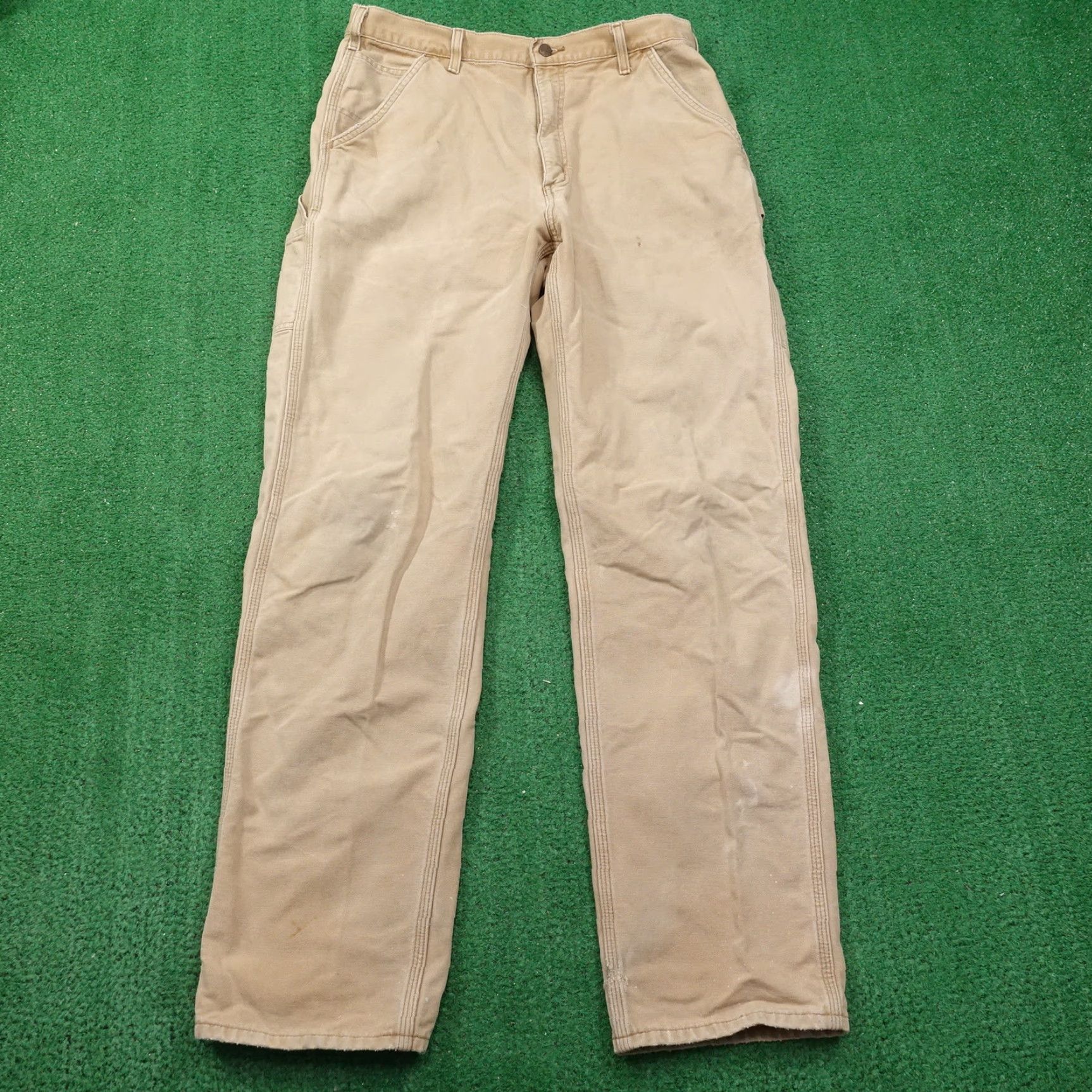 VINTAGE Carhartt Duck Canvas Flannel Lined Carpenter Pants Mens