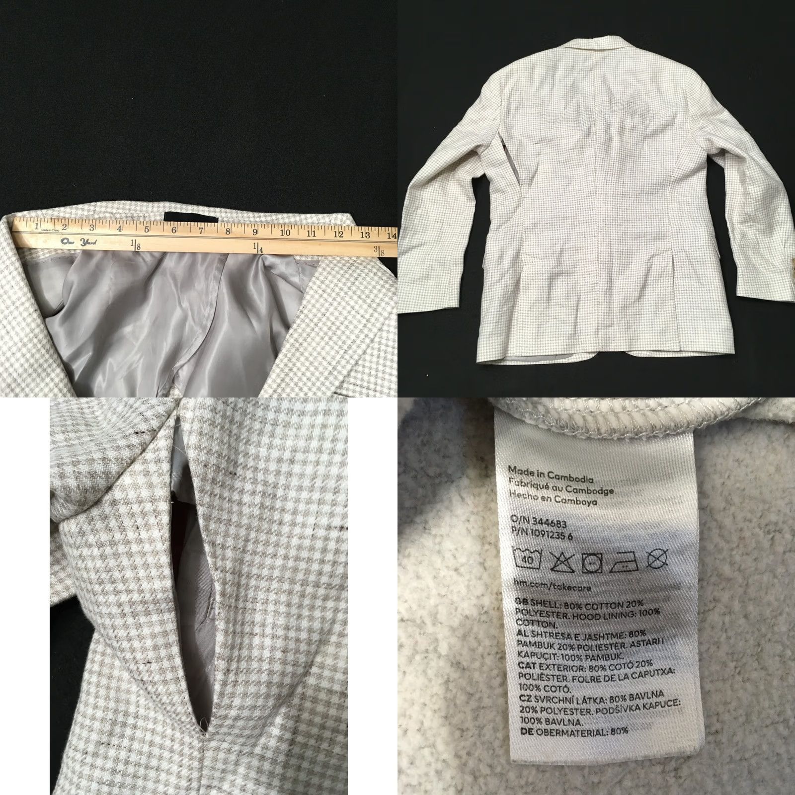 Vintage Patrick James Blazer Jacket Mens Linen wool Beige Preppy Size 42R - 8 Thumbnail