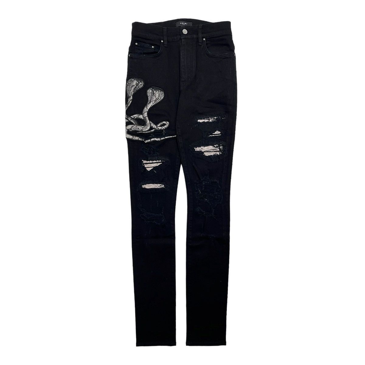 image of Amiri White Snake Patch Jeans Black, Men's (Size 30)