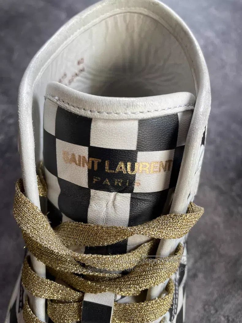 Saint Laurent Paris Saint Laurent Paris Chessboard Patchwork Canvas Shoes Size US 7 / EU 40 - 6 Thumbnail