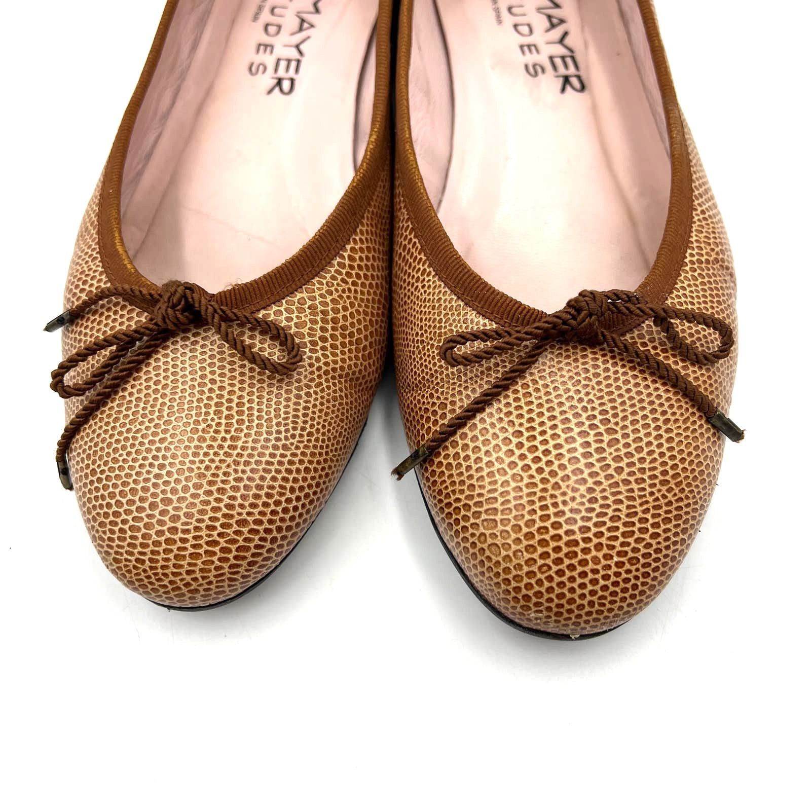 Other Paul Mayer Ballet Flats Lizard Embossed Leather Tan Brown Size US 8 / IT 38 - 5 Thumbnail