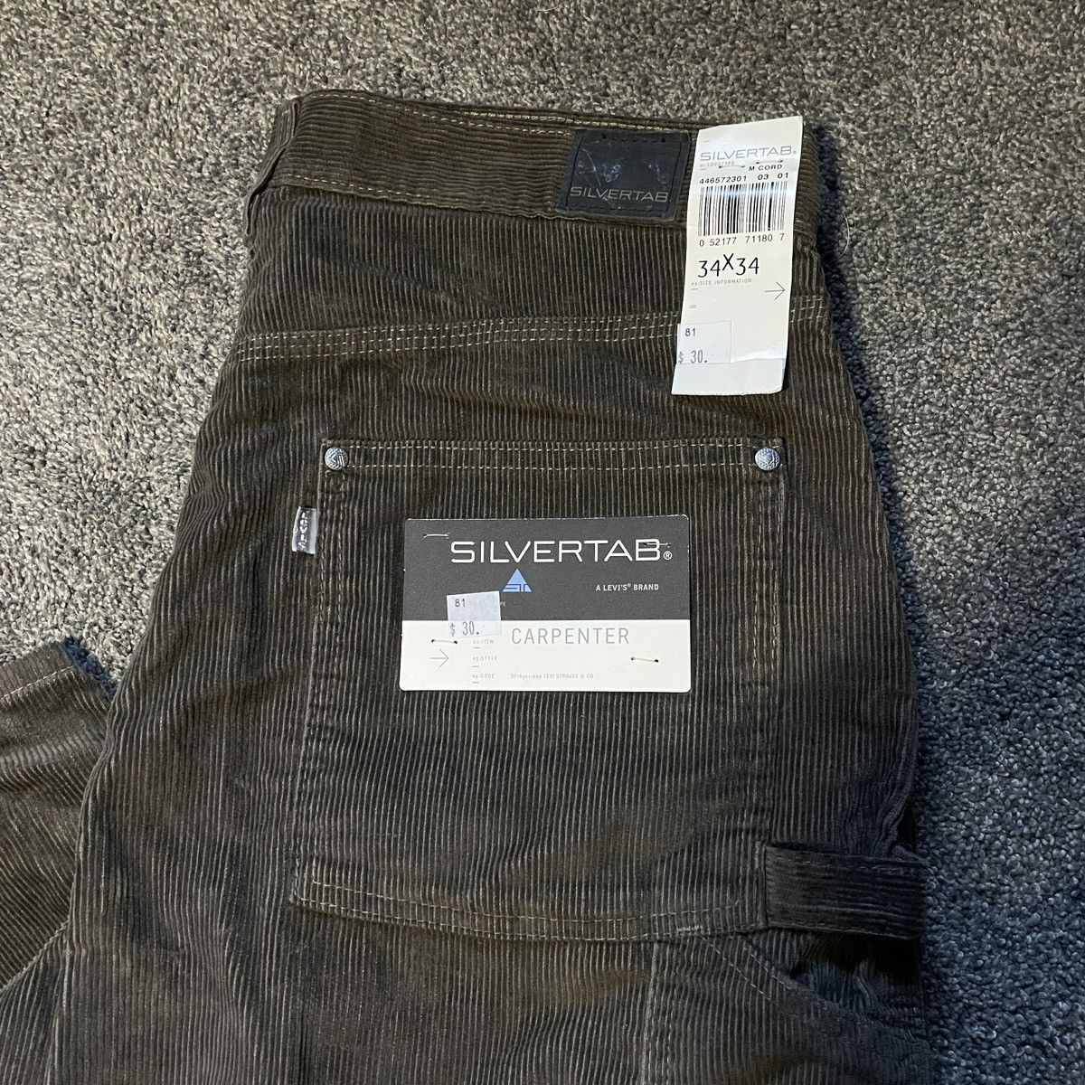 Levi's 1999 DEADSTOCK Levi’s Silvertab Corduroy Carpenter Pants Size US 34 / EU 50 - 3 Thumbnail