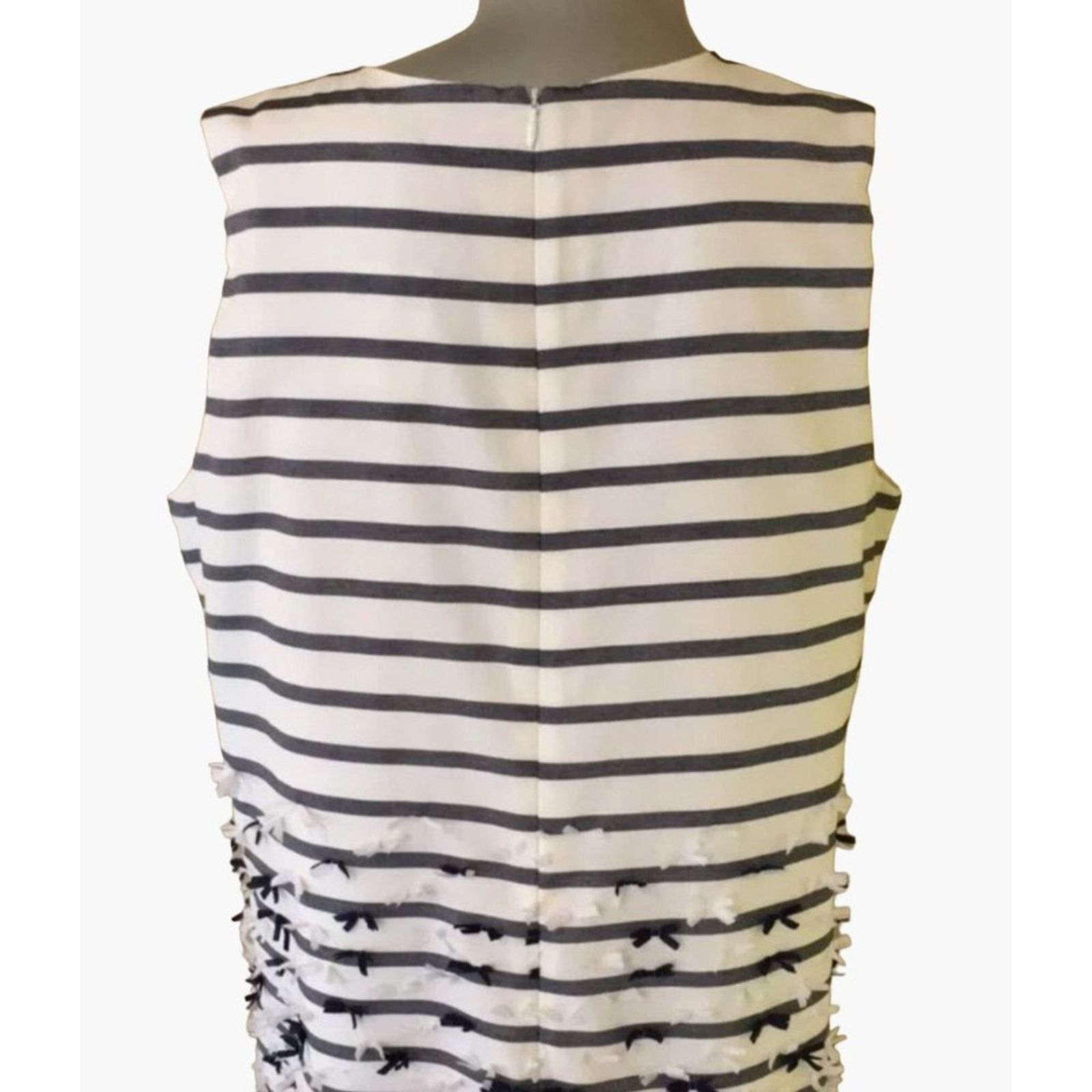 J.McLaughlin J. McLaughlin Jane Dress 10 White Navy Striped Bows Size L / US 10 / IT 46 - 11 Thumbnail