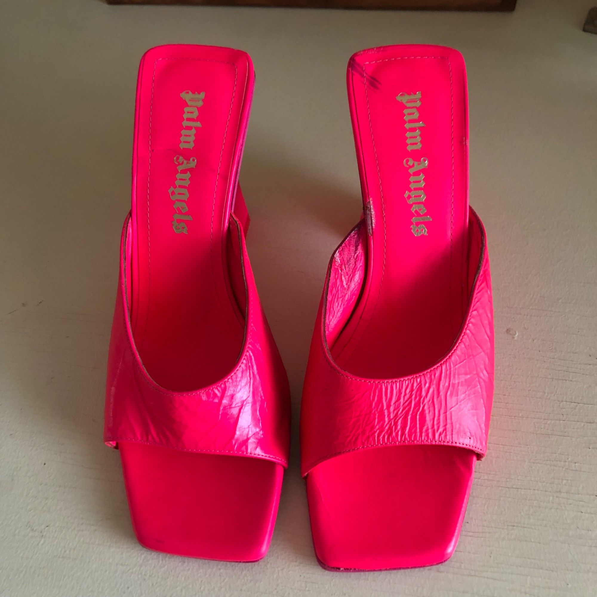 Palm Angels Women's Palm Angels Mule FUCHSIA Neon Pink Palm Tree Heel Si Size US 6.5 / IT 36.5 - 11 Thumbnail