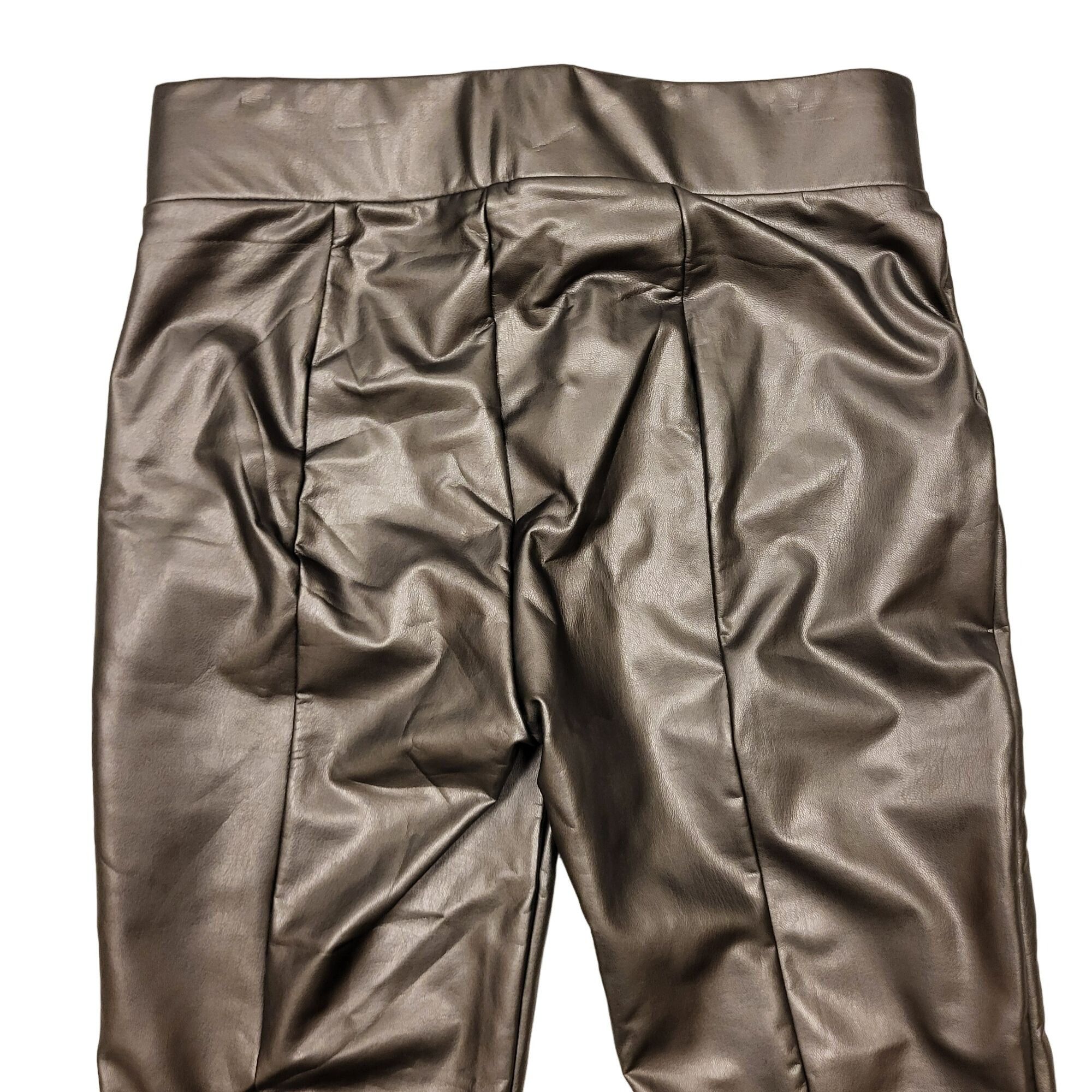 Loft Loft Pleated Skinny Pants Faux Leather Gunmetal Silver Grey Size 27" / US 4 / IT 40 - 6 Thumbnail