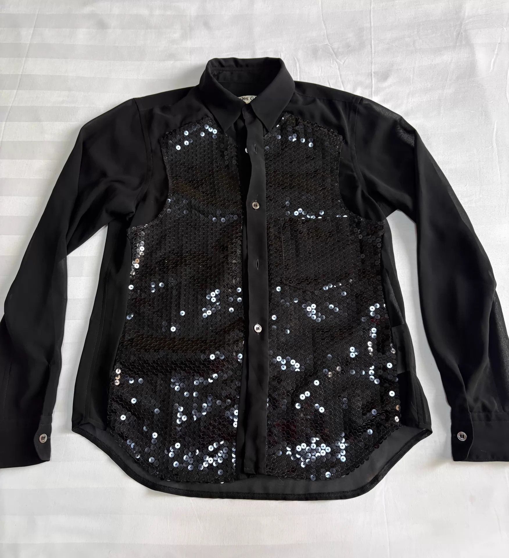 Comme des Garcons CDG Vintage Sequin Tulle Black Shirt Size US XS / EU 42 / 0 - 2 Thumbnail