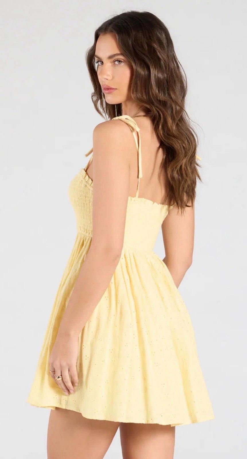 Windsor Smith Windsor Sunny Tones Smocked Eyelet Skater Dress Small NWT Size S / US 4 / IT 40 - 2 Thumbnail