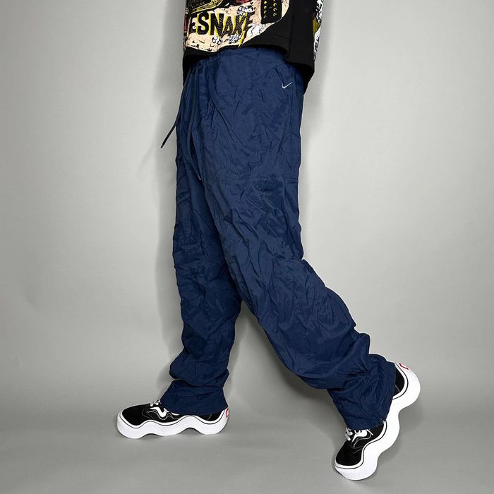 Nike Vintage Nike Track Pants Navy Blue Nylon Sweatpants Y2K