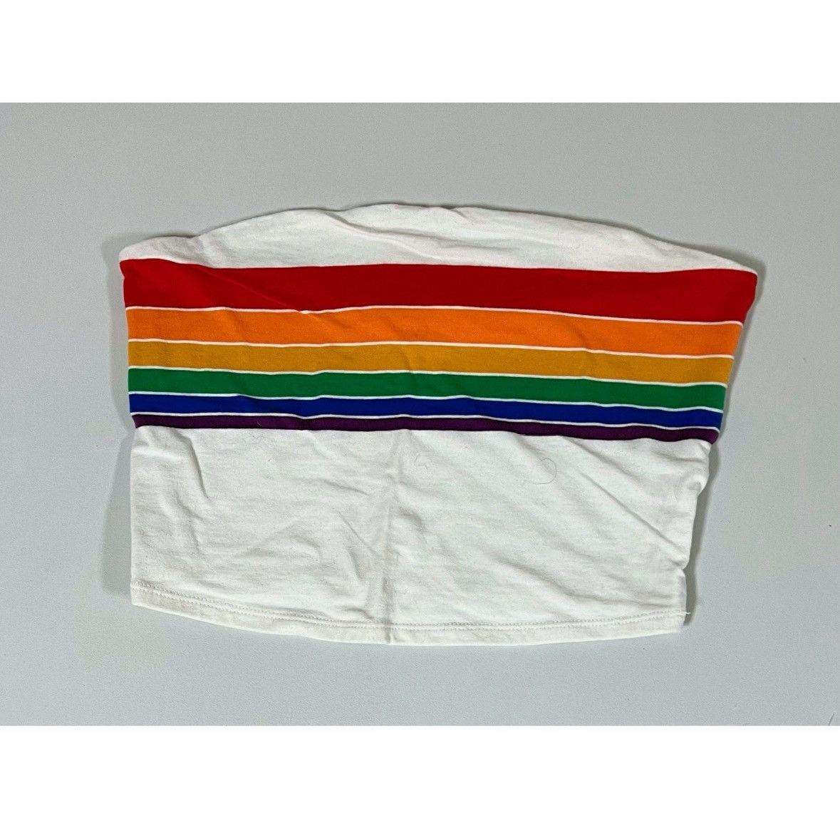 Garage Garage White Rainbow Striped Tube Top Shirt Blouse Size S 🌈✨ Size S / US 4 / IT 40 - 1 Thumbnail
