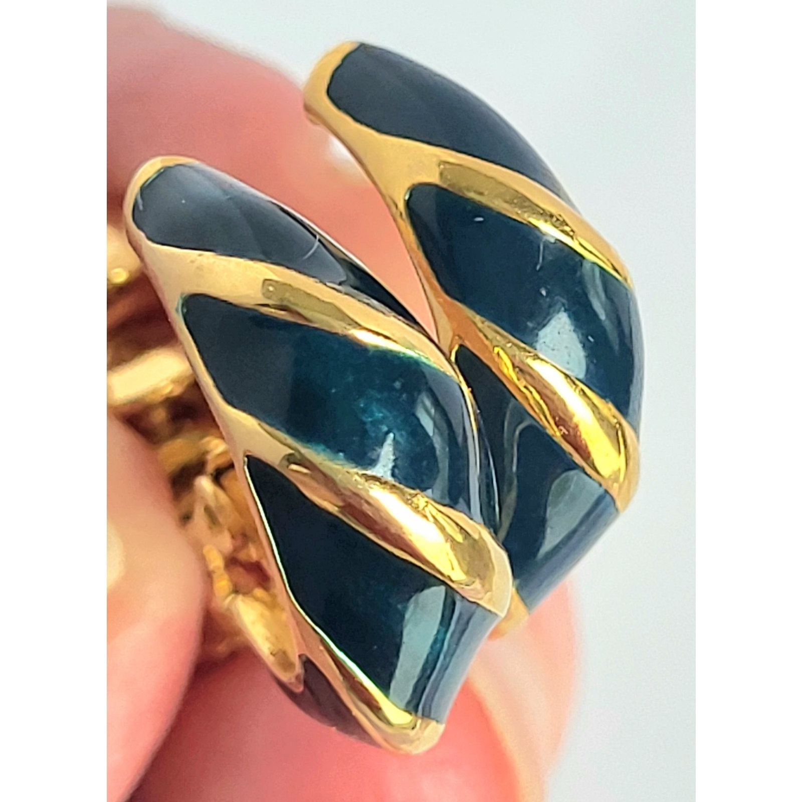 Other Vintage Napier Teal Lever Back Half Hoops Navy Blue Size ONE SIZE - 1 Thumbnail