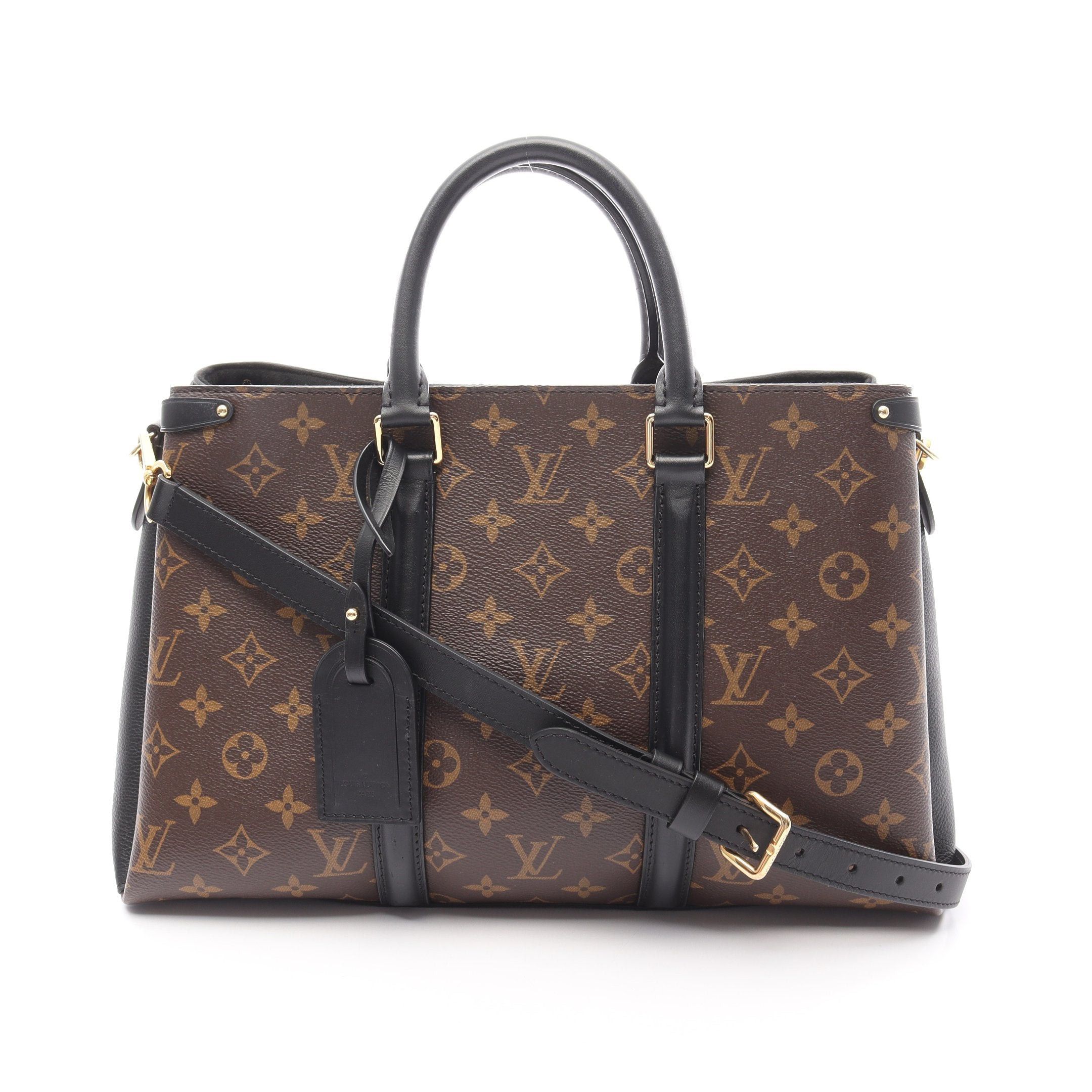 Louis Vuitton Soufflot Nv Mm Monogram Noir Handbag Leather Brown Black