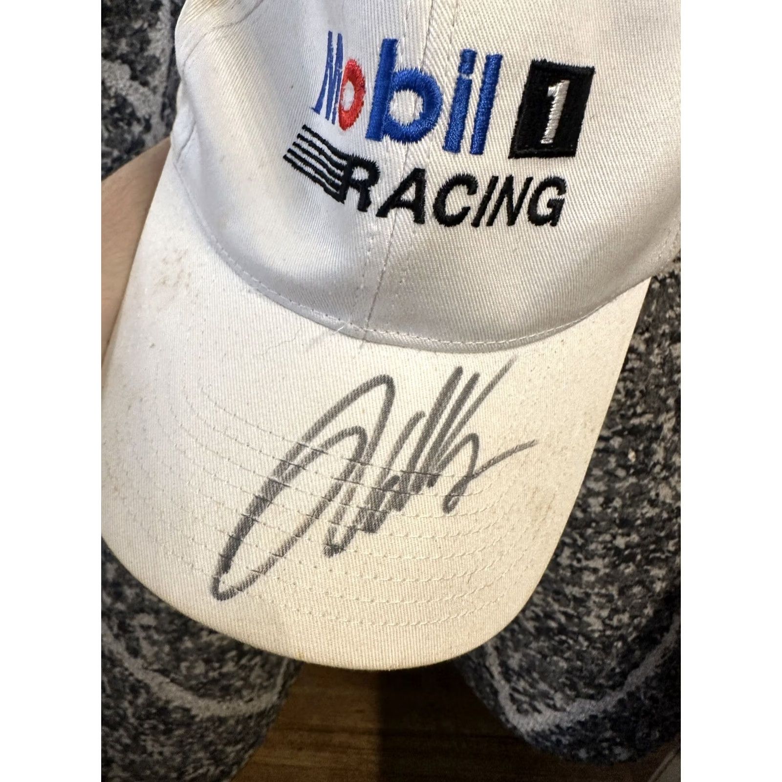 NASCAR Mobil 1 Racing Adjustable Hat Rusty Wallace Autographed Baseball Cap Men One Size White Velcrostrap 100% Cotton Nascar Logo Vintage No Size ONE SIZE - 5 Thumbnail
