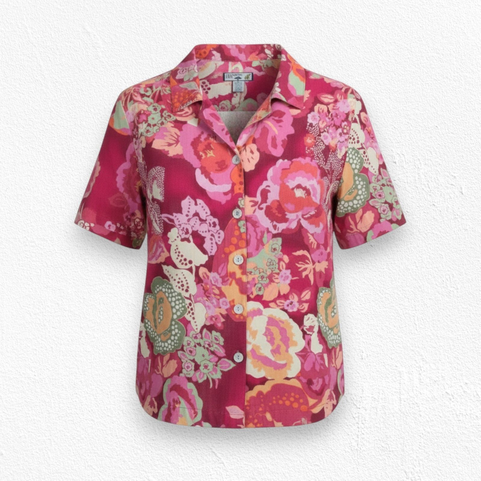 Vintage Vintage Pink Floral Silk Camp Shirt Size Medium Size M / US 6-8 / IT 42-44 - 1 Thumbnail