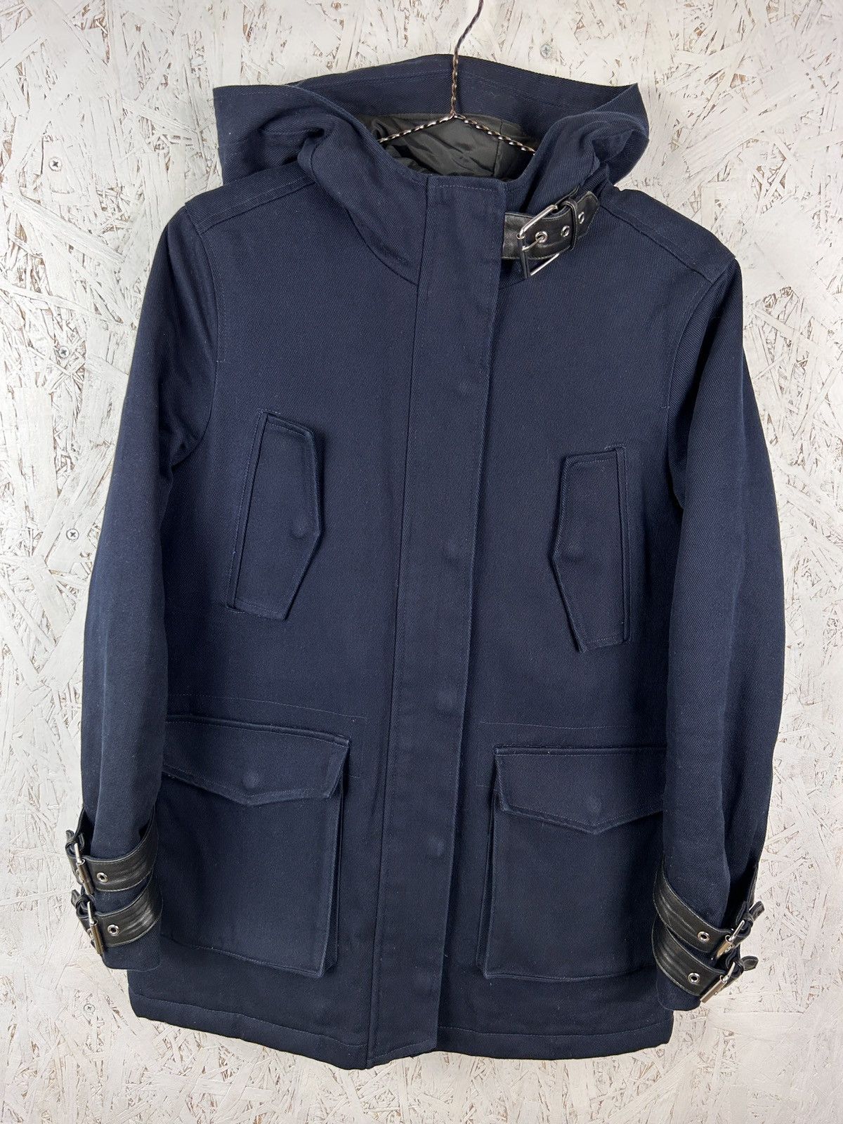 The Kooples The Kooples Leather Parts Womens Parka Jacket In Blue Size M / US 6-8 / IT 42-44 - 1 Thumbnail