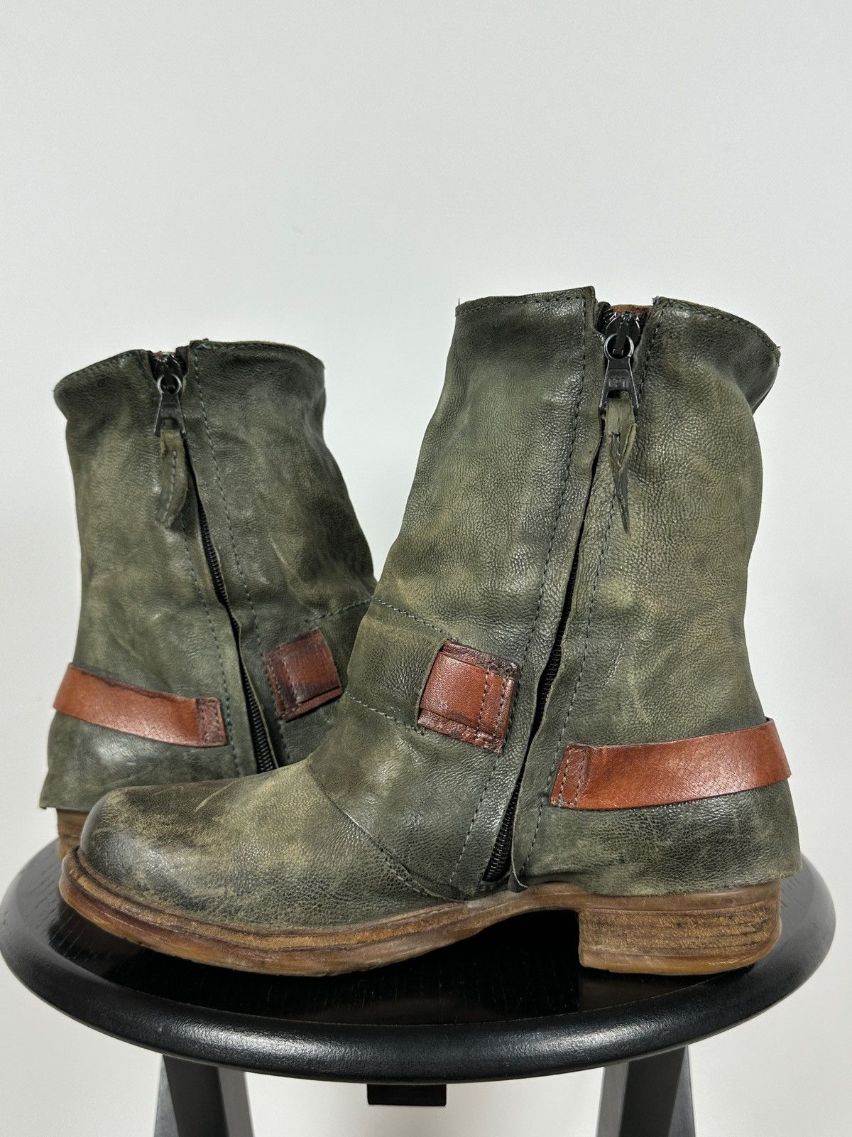 A.S.98 A.S.98. Airstep Leather Biker Ankle Buckle Strap Boots Size US 6 / IT 36 - 9 Thumbnail