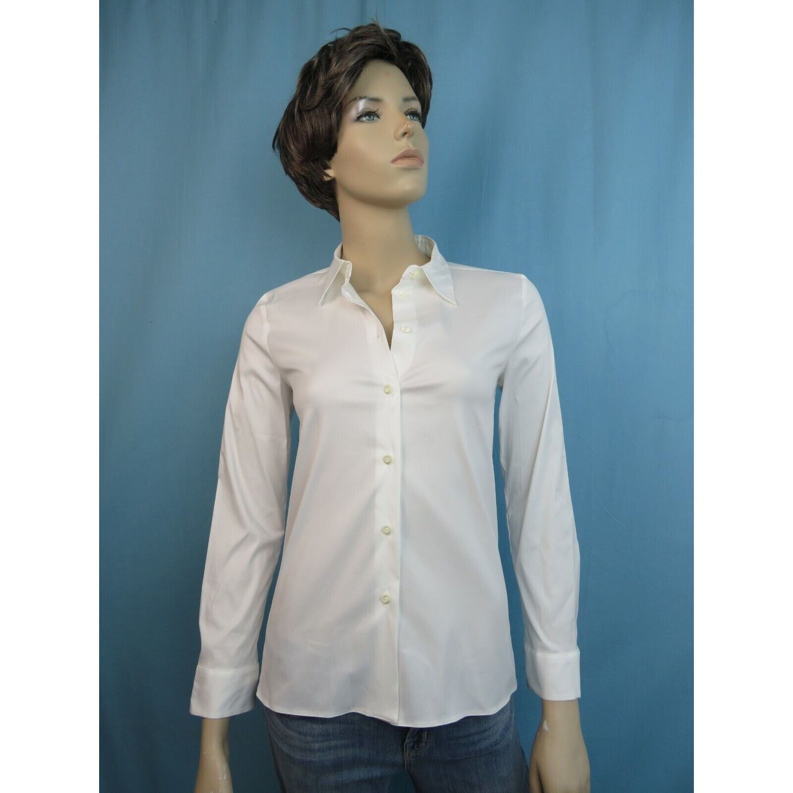 Prada PRADA DNA634 WHITE LONG SLEEVE FORMAL POPLINE BLOUSE 36 2 Size XS / US 0-2 / IT 36-38 - 2 Thumbnail