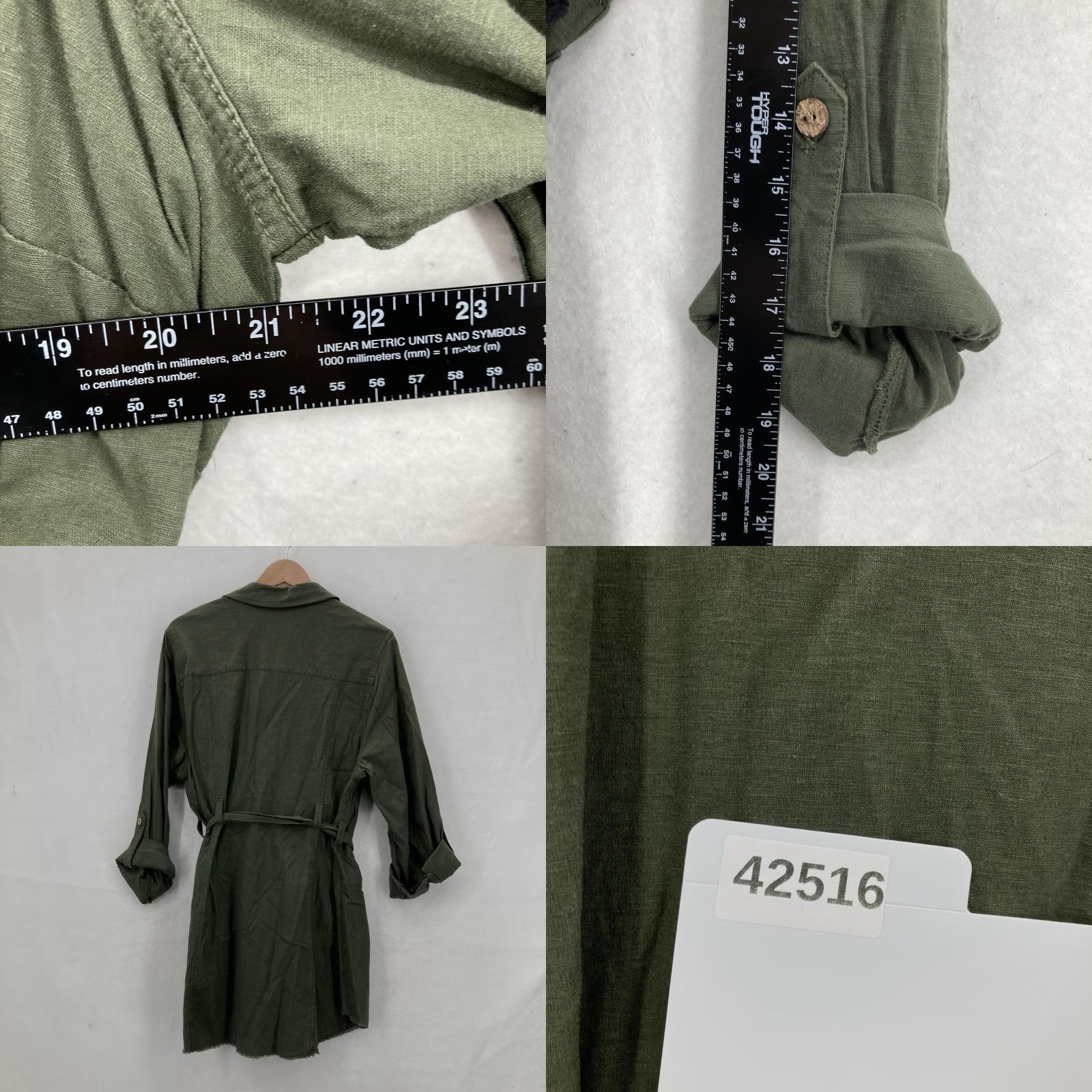 Torrid Torrid Jacket Womens 12 Olive Anorak Linen Blend Belted Utility Roll Tab Jacket Size XL / US 12-14 / IT 48-50 - 8 Thumbnail