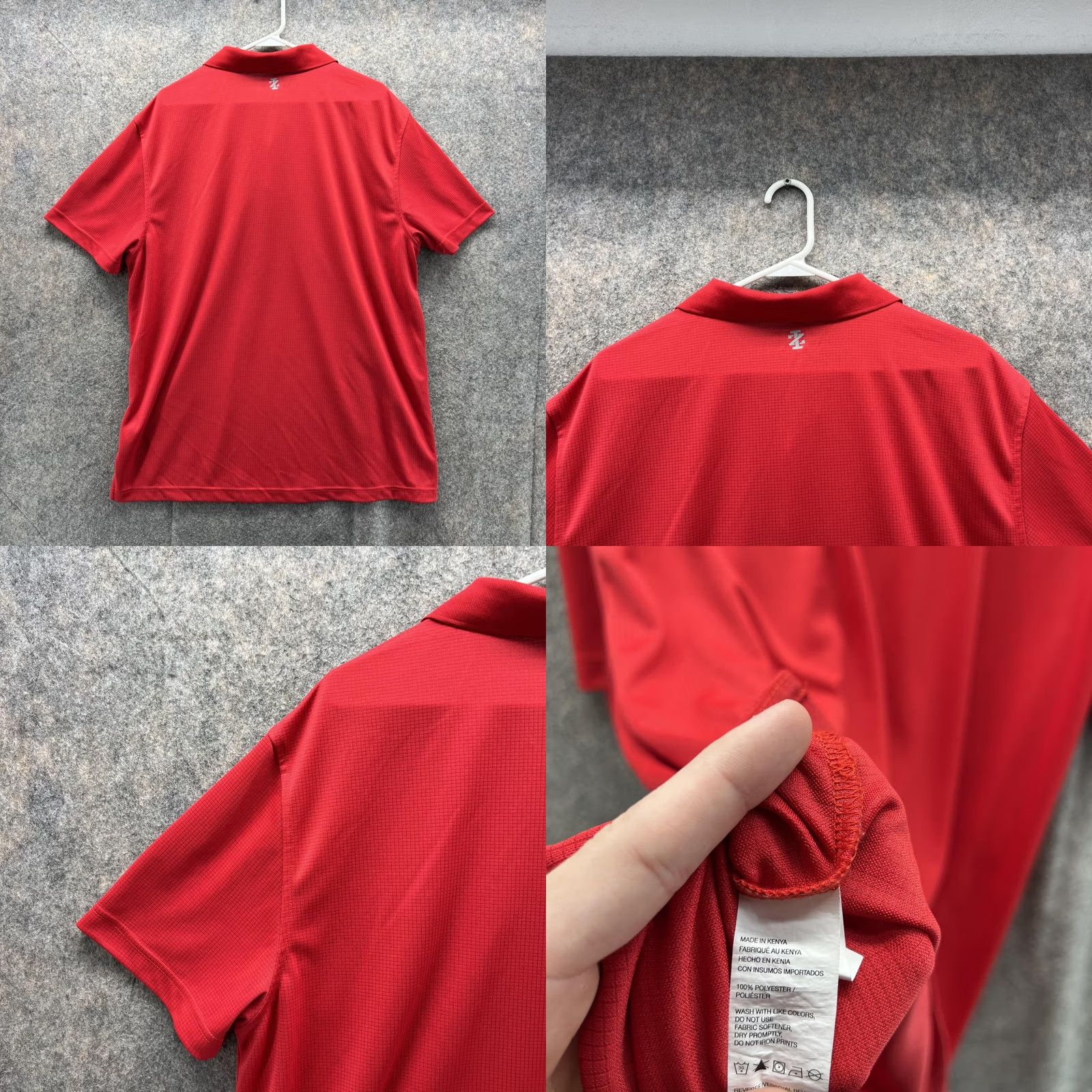 Izod Izod Polo Shirt Men XL Red Athletic Fit Polyester Golf Shirt LS Solid Pattern 46 Chest Club Sport Casual Size US XL / EU 56 / 4 - 8 Thumbnail