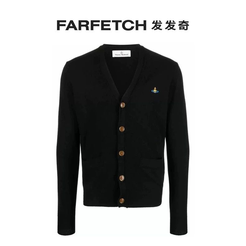 Vivienne Westwood Vivienne Westwood Saturn logo V-neck sweater Size L / US 10 / IT 46 - 1 Thumbnail