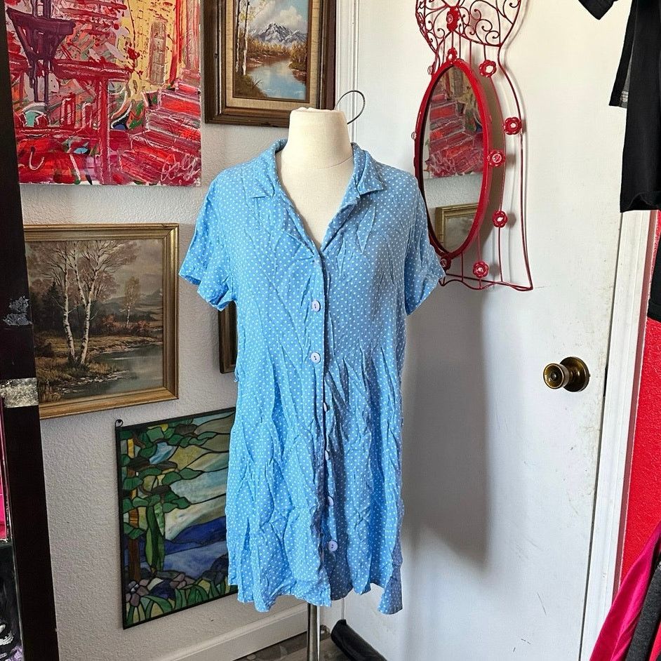 Other sostanza blue and white polka dot button up dress Size XL / US 12-14 / IT 48-50 - 1 Thumbnail