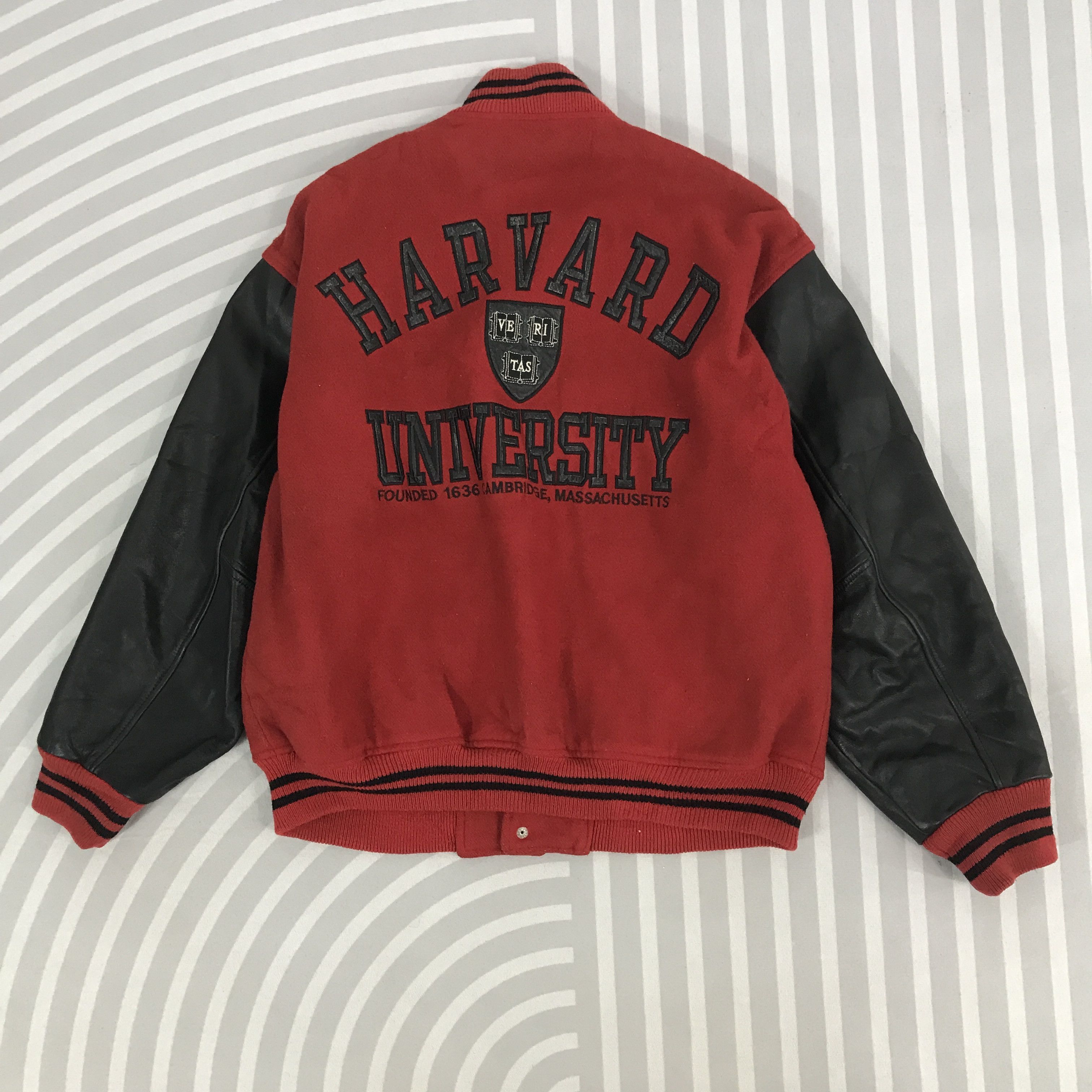 Vintage Harvard University Varsity Jacket sleeve leather
