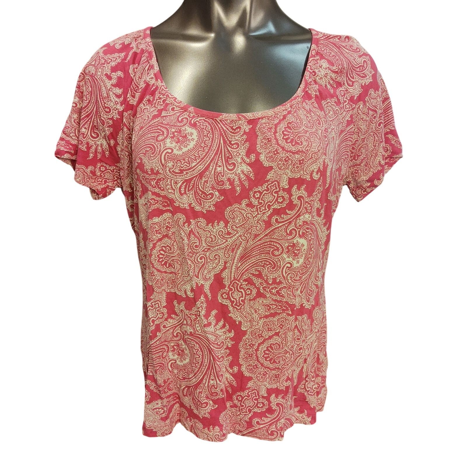 Other Talbots Petites Women's L Hot Pink/White Floral/Paisley Tee Size L / US 10 / IT 46 - 1 Thumbnail