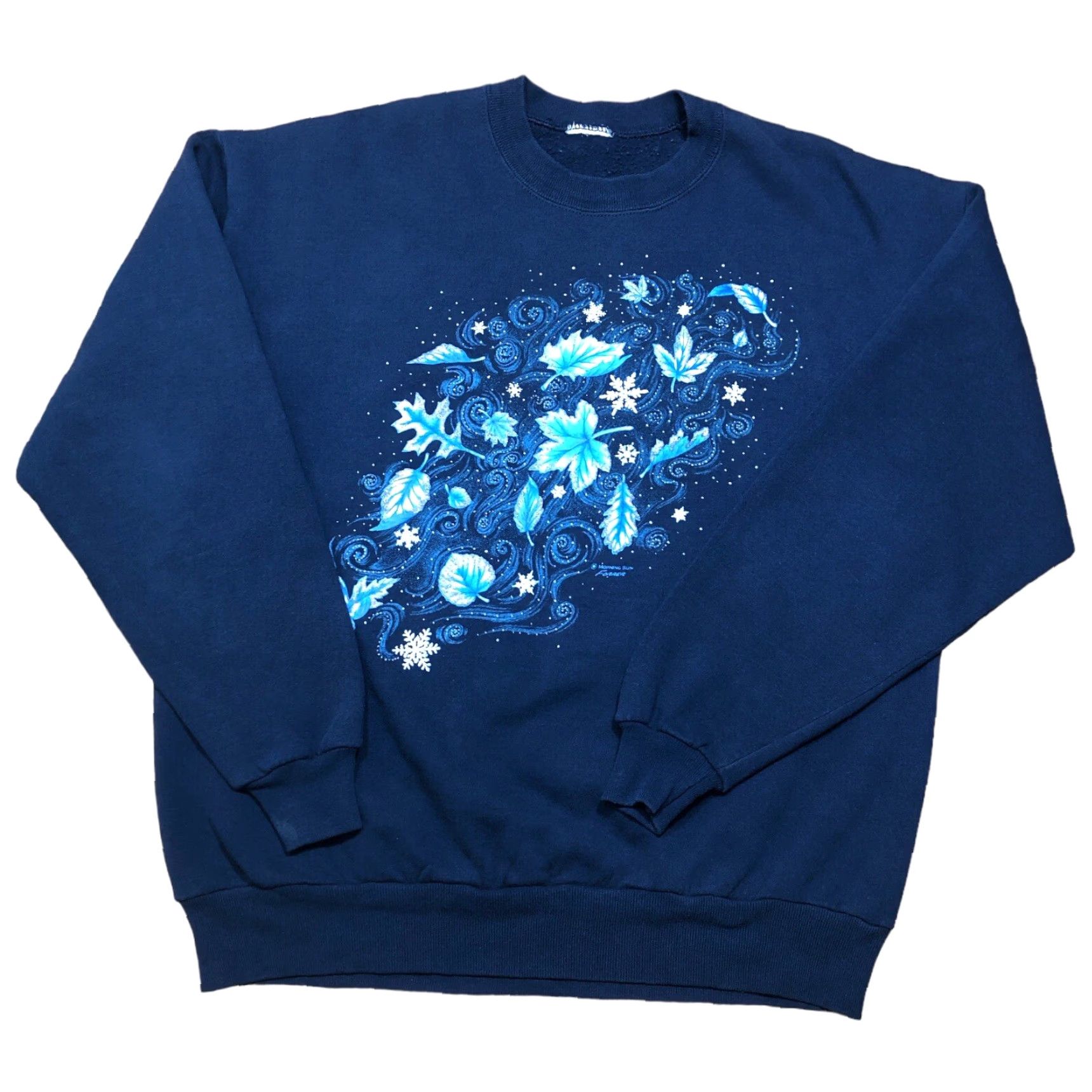 Vintage VINTAGE Morning Sun Forrer Sweatshirt Womens XL Blue Snow Leaves Winter 90s Graphic Print Pullover Crew Neck Size XL / US 12-14 / IT 48-50 - 2 Thumbnail