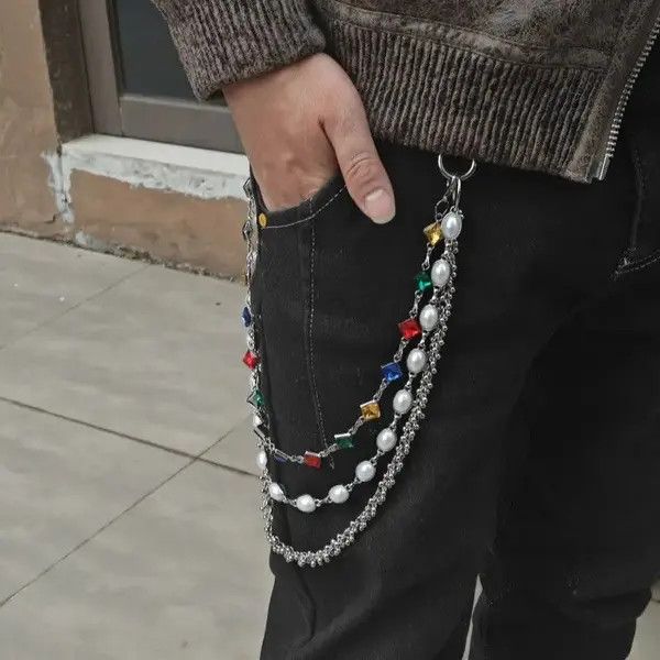 Other Delicate Color Rhinestone 3 Layers Pearl Pants Chain Size ONE SIZE - 3 Thumbnail