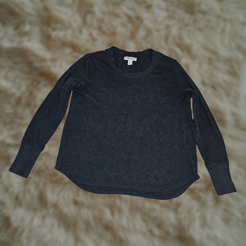 Nine West Nine West Top Large Long Sleeve Pullover Lightweight Casual Crew Neck Size L / US 10 / IT 46 - 1 Thumbnail