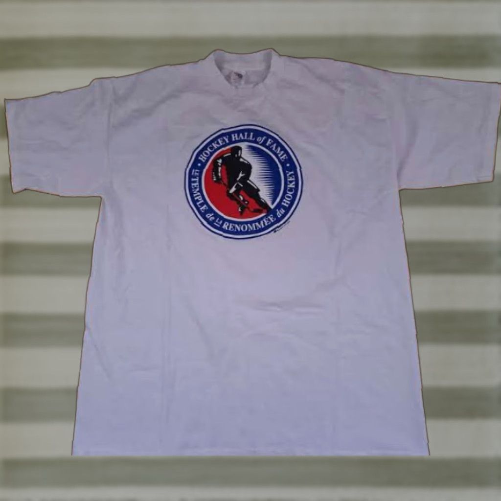 Vintage VINTAGE Hockey Hall of Fame Bulletin Athletic White T-Shirt 2XL Men Mens Hockey Theme White Graphic Stitch Bulletin Athletic XXL Size US XXL / EU 58 / 5 - 1 Thumbnail