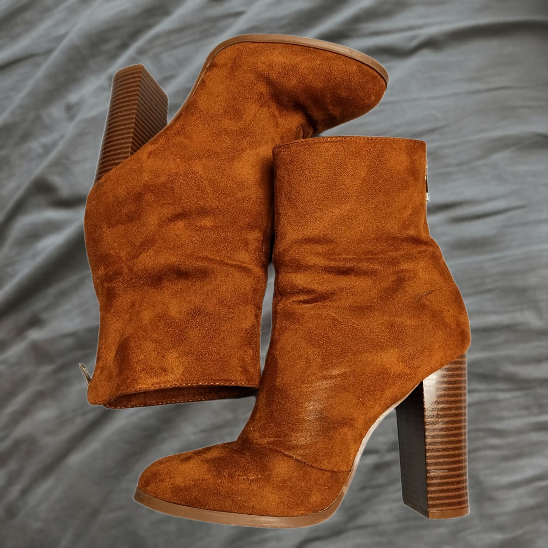Forever 21 Forever 21 Womens Size 9 Brown Upper Suede Heeled Ankle Boots Almond Toe Back Zip bootie Size US 9 / IT 39 - 1 Thumbnail