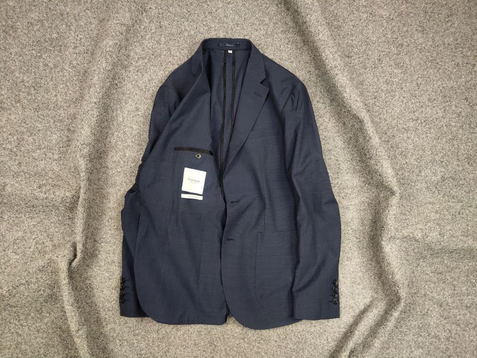 Hardy Amies Hardy Amies Design Wool Cotton Two Button Blazer Jacket Blue Size 48R - 1 Thumbnail