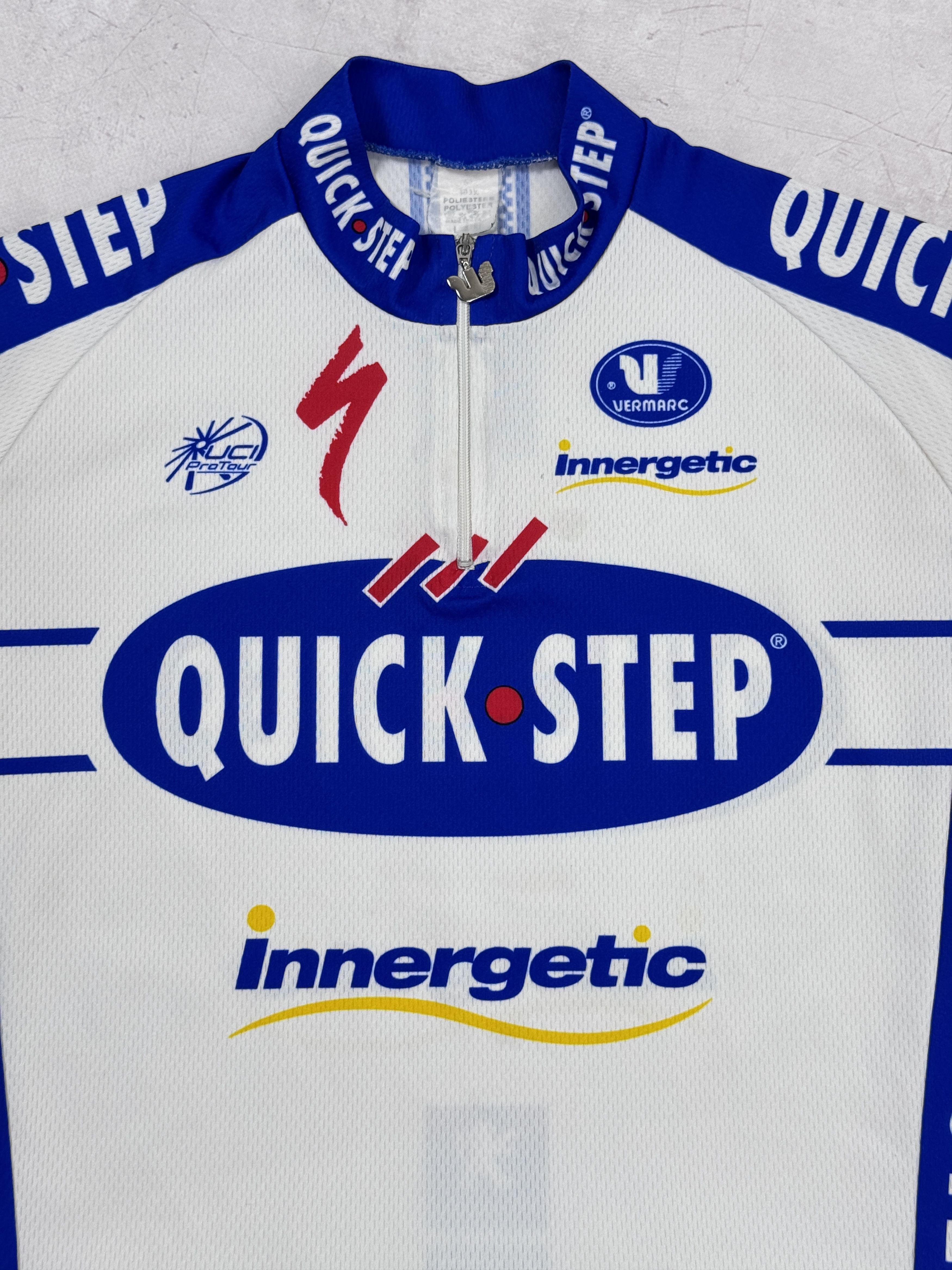 Sports Specialties Vintage Vermarc Quick Step Innergetic Peugeot Cycling Jersey Size US L / EU 52-54 / 3 - 3 Thumbnail