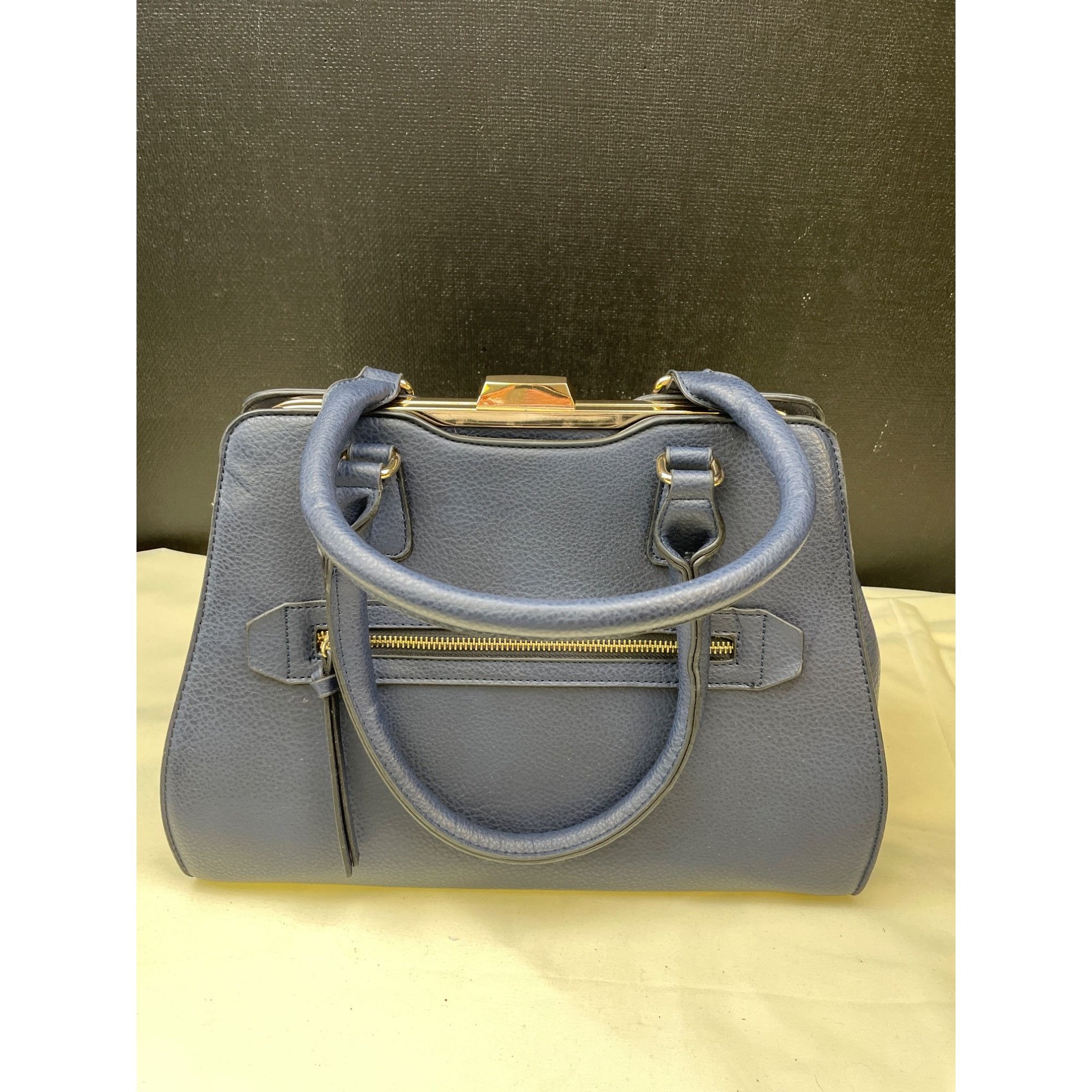 Other Womens Navy Blue with Gold Accents Handle Bag Satchel Should Size ONE SIZE - 2 Thumbnail