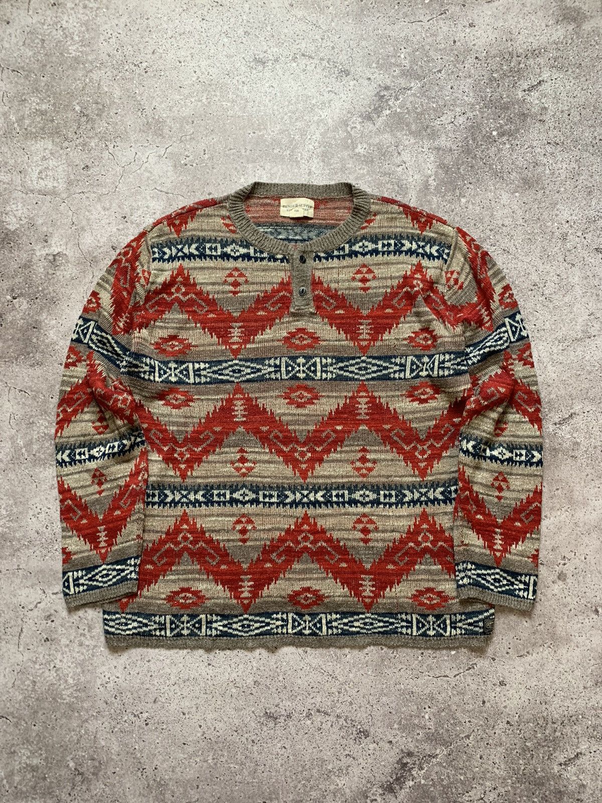 Denim & Supply Ralph Lauren × Vintage DENIM SUPPLY RALPH LAUREN RRL SWEATER KNITTED TEXAS INDIGO Size US XXL / EU 58 / 5 - 1 Thumbnail