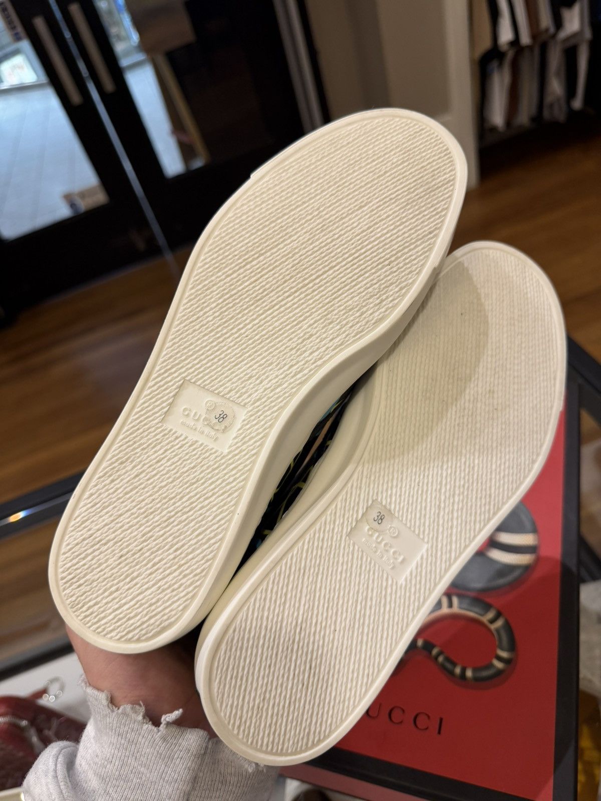 Gucci Gucci Ghost Slip On Graffiti Sneakers - Black Size US 8 / IT 38 - 7 Thumbnail