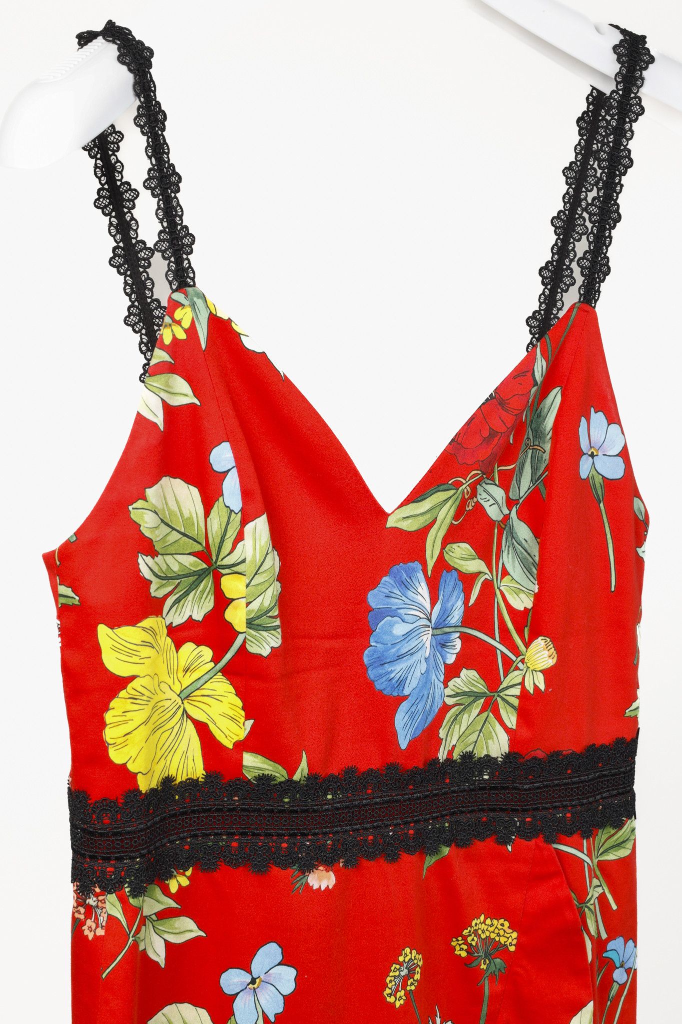 Alice + Olivia Alice + Olivia Red Floral Lace Strap Dress Size S / US 4 / IT 40 - 3 Thumbnail