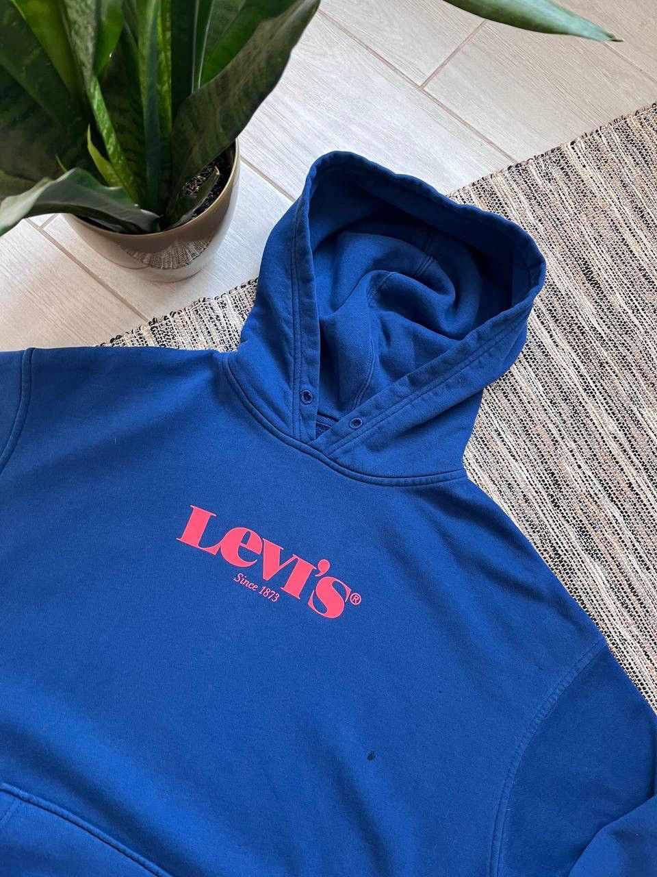 Levi's × Vintage Vintage Levis Hoodie Relaxed Fit Navy minimalistic blank Size US XL / EU 56 / 4 - 3 Thumbnail