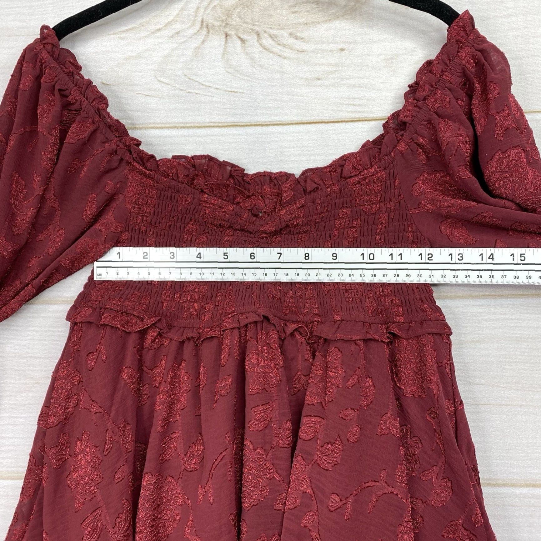 Vintage Altar'd State Blouse Shirt Womens M Burgundy Off Shoulder Long Sleeve Tunic Bohemian Prairie Cottagecore Size M / US 6-8 / IT 42-44 - 6 Thumbnail