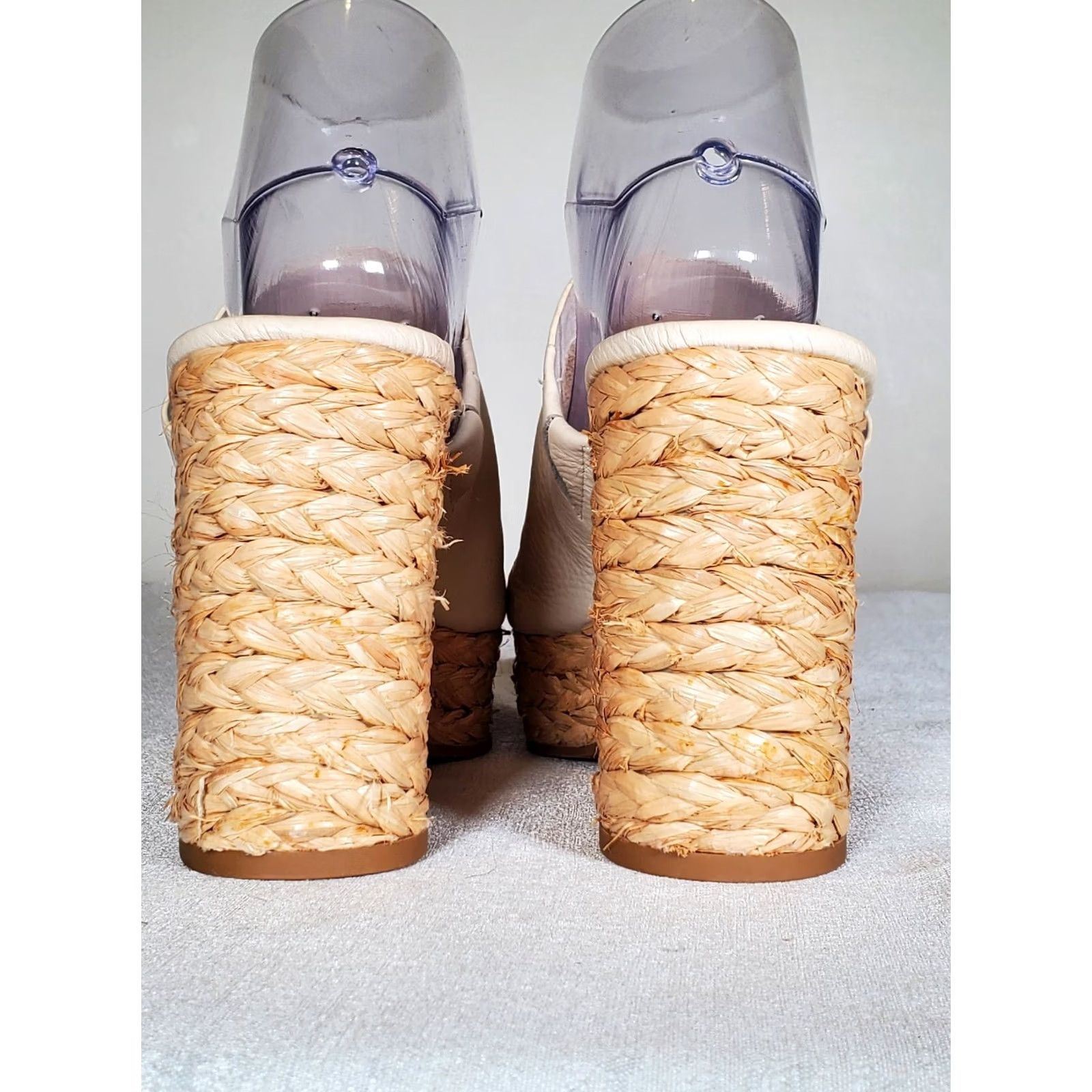 Splendid Splendid Theodore Cream Leather Raffia Peep-Toe Mules Women's Size US 9 M New Size US 9 / IT 39 - 7 Thumbnail