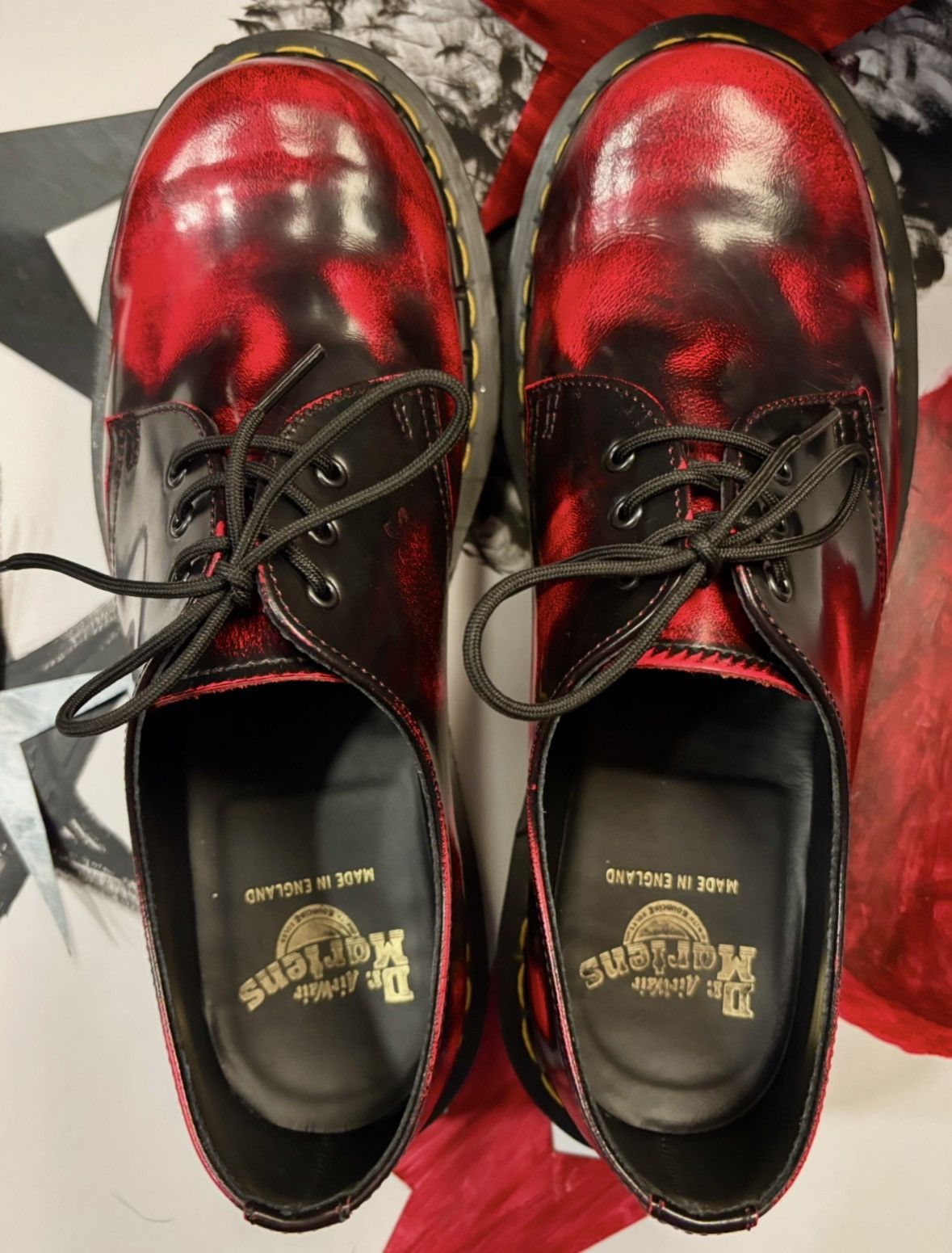 Dr. Martens Dr. Martens 1461 Made in England Bex Black / Red Size US 8 / EU 41 - 2 Thumbnail