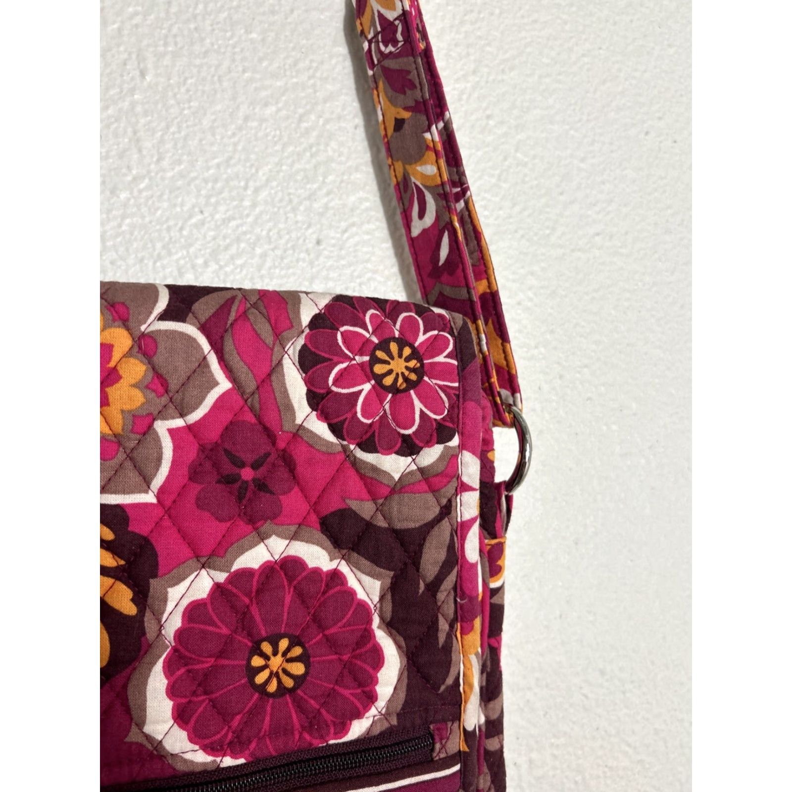 Vintage Vera Bradley Floral Crossbody Bag Magenta Adjustable Strap 11x11x1 Women Crossbody Magenta Floral Cotton 11x11x1 Size ONE SIZE - 5 Thumbnail