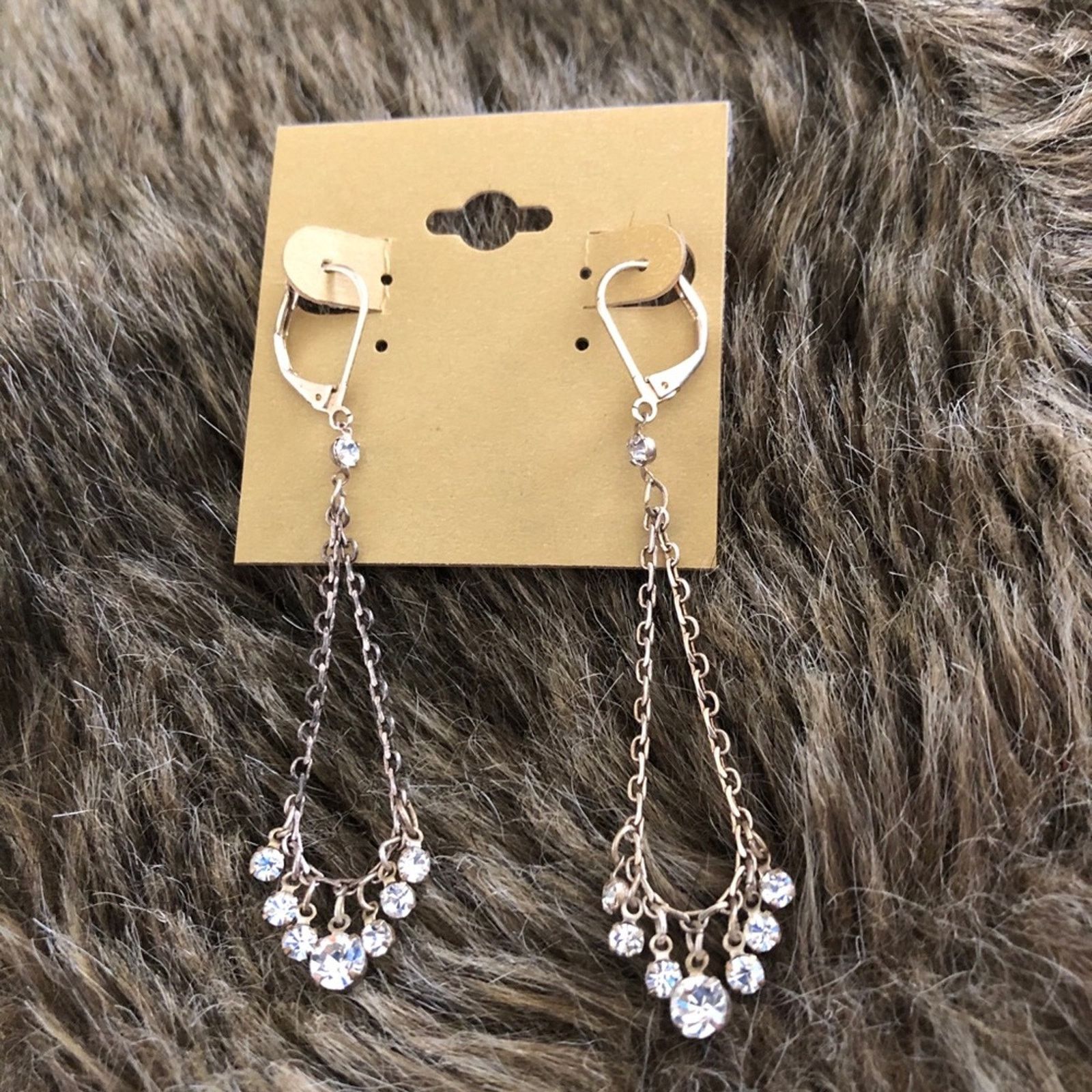 Vintage Vintage crystal chain lever back earrings Size ONE SIZE - 2 Thumbnail