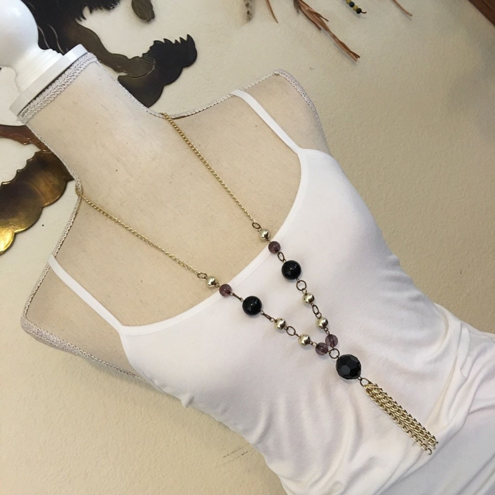 Vintage Vintage 80s beaded chain tassel long necklace Size ONE SIZE - 3 Thumbnail