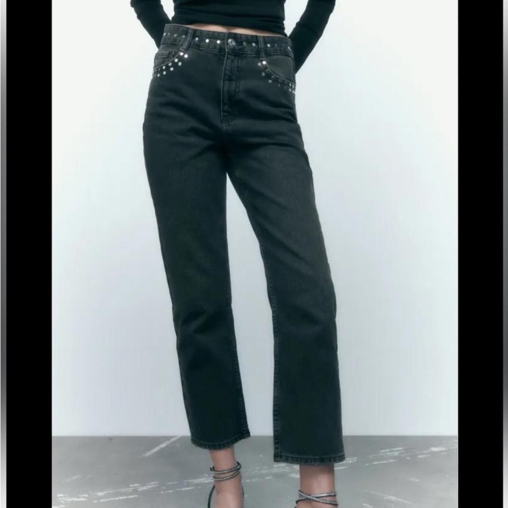 Zara Zara l NWT High Rise Studded Straight Leg Jeans 4 Size 27" / US 4 / IT 40 - 12 Thumbnail