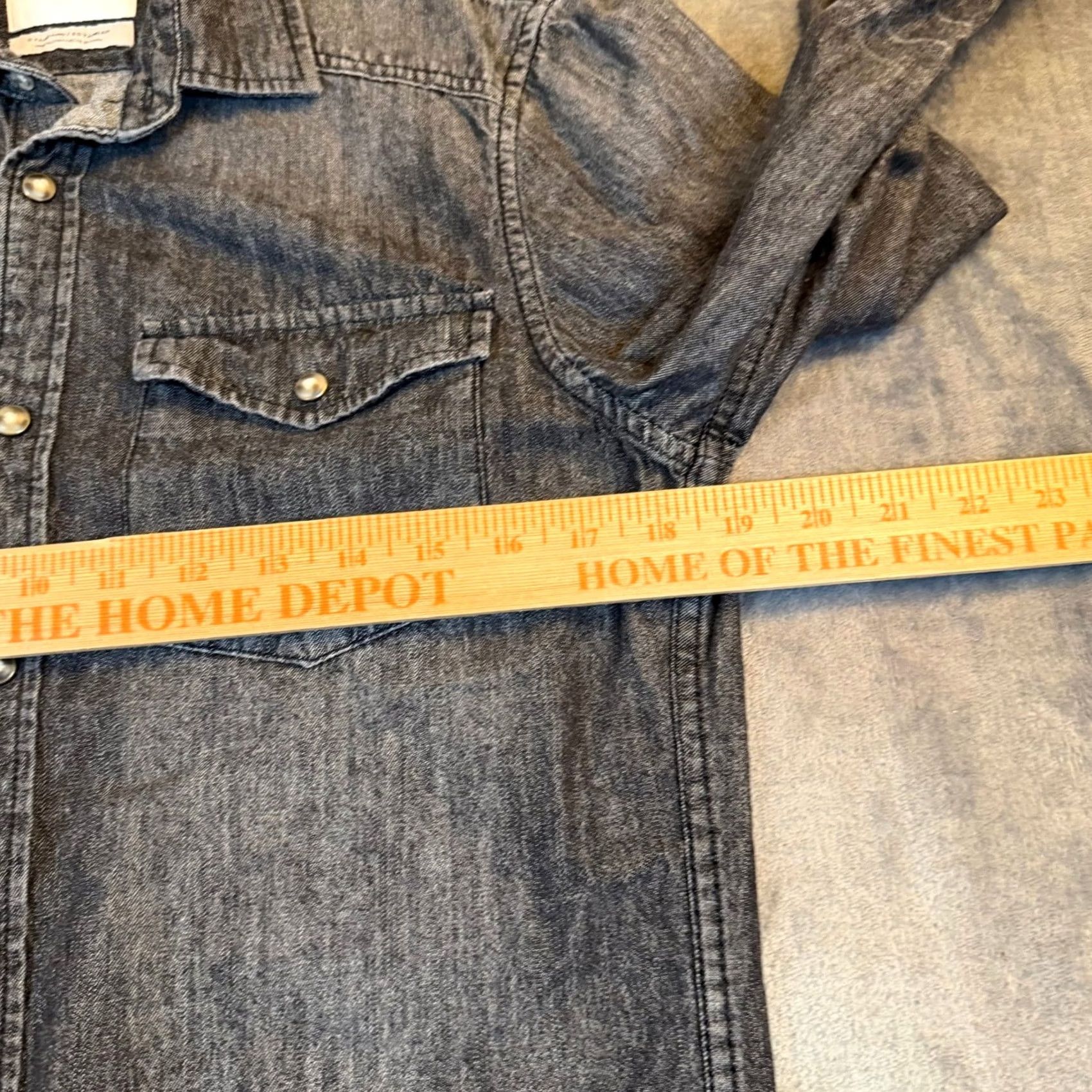 Vintage Goodfellow & Co Denim Shirt Mens Small Gray Black Snap Front Western Casual Size US S / EU 44-46 / 1 - 6 Thumbnail