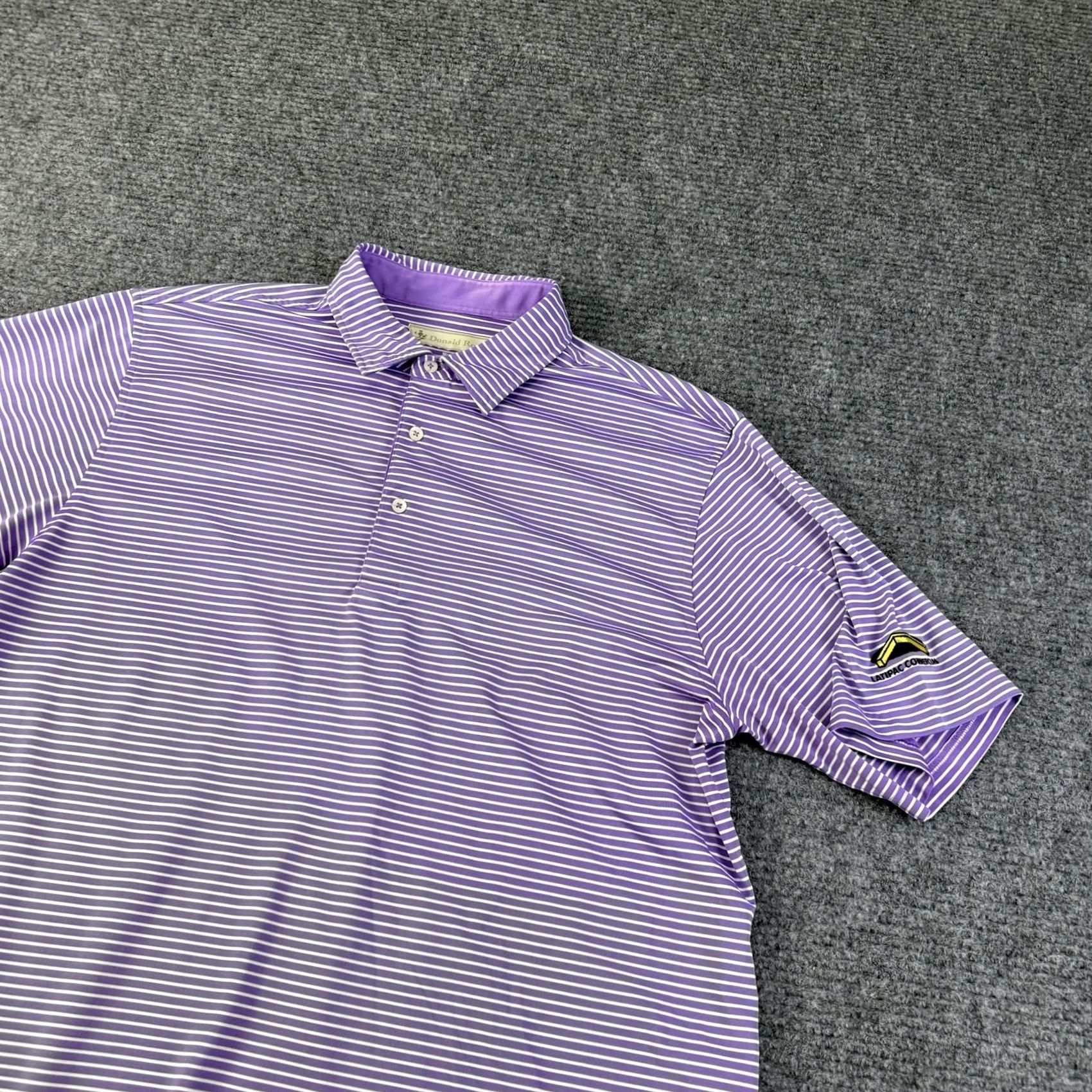 Vintage Donald Ross Polo Shirt Mens XL Purple Stripe Golf Stretch Performance Size US XL / EU 56 / 4 - 2 Thumbnail