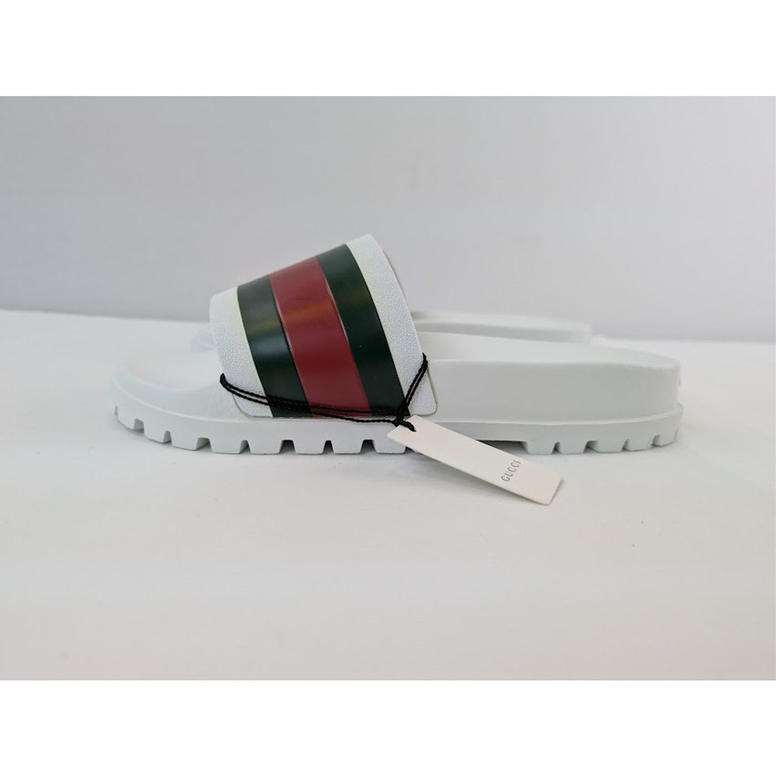 Gucci o1rshd1 13 Gucci-13.5 US / Web Slide Sandal in Great White Size US 14 / EU 47 - 10 Thumbnail